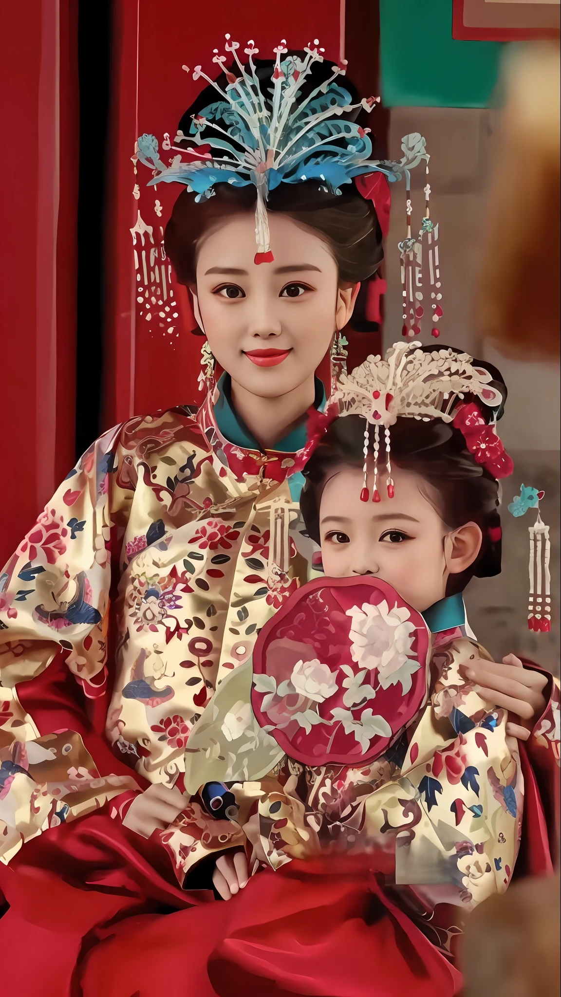 Two women wearing blue dresses and ties pose for a group photo, Palace , A girl in Hanfu, Chinese traditional, Wearing ancient Chinese clothes, China Princess, Traditional Chinese clothing, ancient chinese beauti, Princesa chinesa antiga, Chinese costume, Chinese style, Hanfu, with acient chinese clothes, Chinese tradition, Chinese girl, ruan jia beautiful!