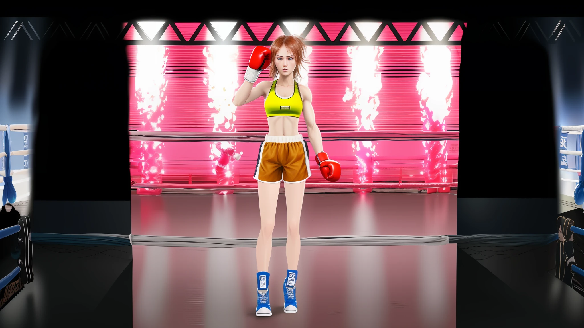 Girl boxing fight in the ring