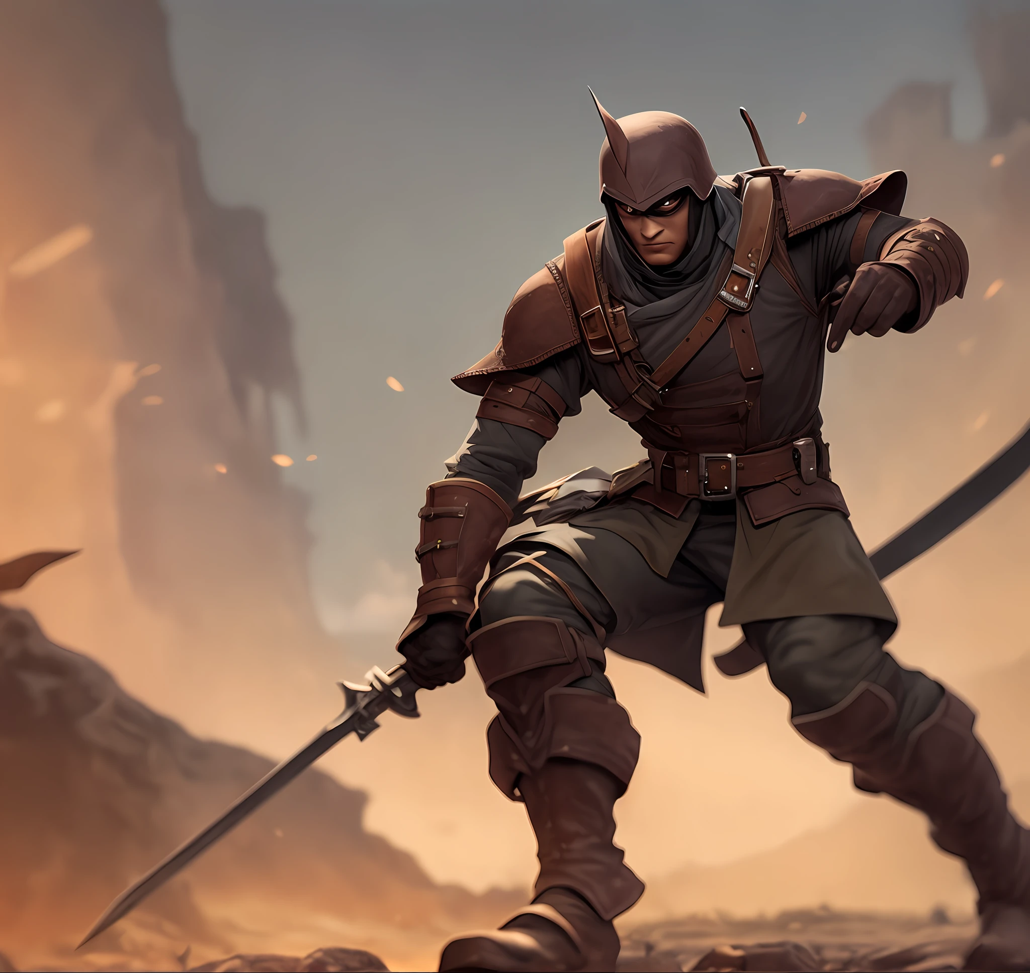 Hero of the Army of Shadows , Two-handed claymore sword, Wood armor , On Breast Crystal