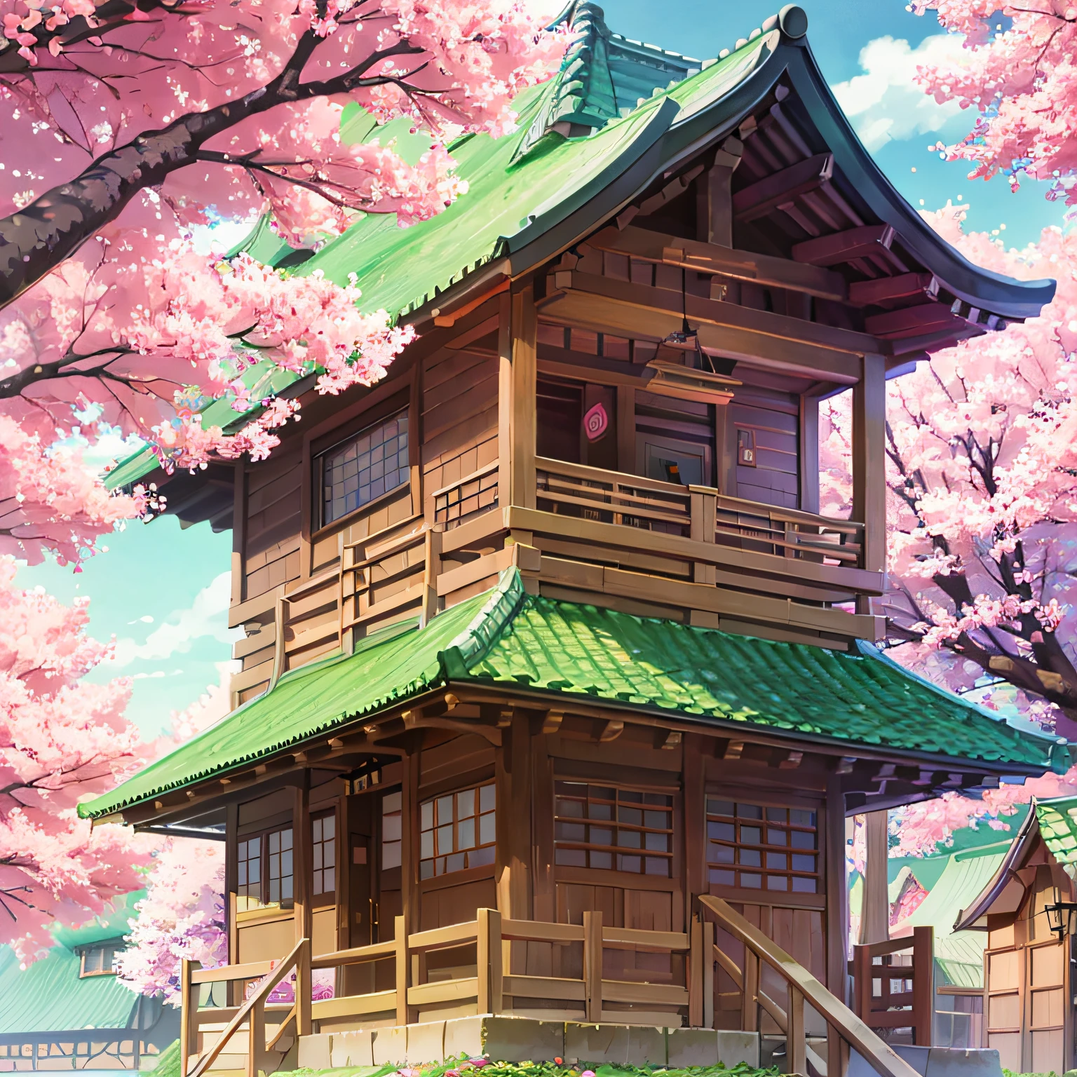 Shrine cherry blossom witch fox pink purple dance --auto