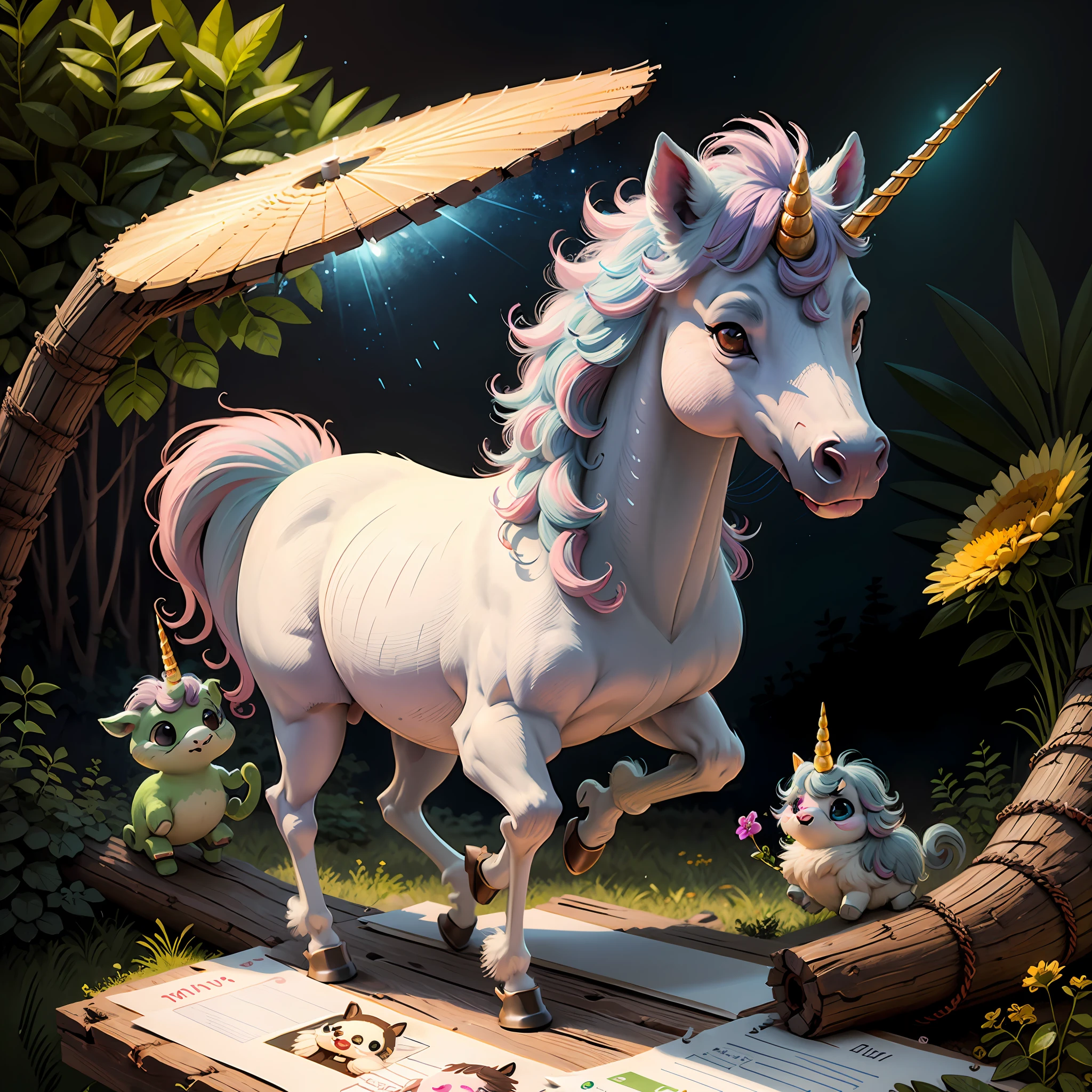 Q version，A unicorn，Cartoon Cute，Exquisite details presented cartoon，a sticker --auto