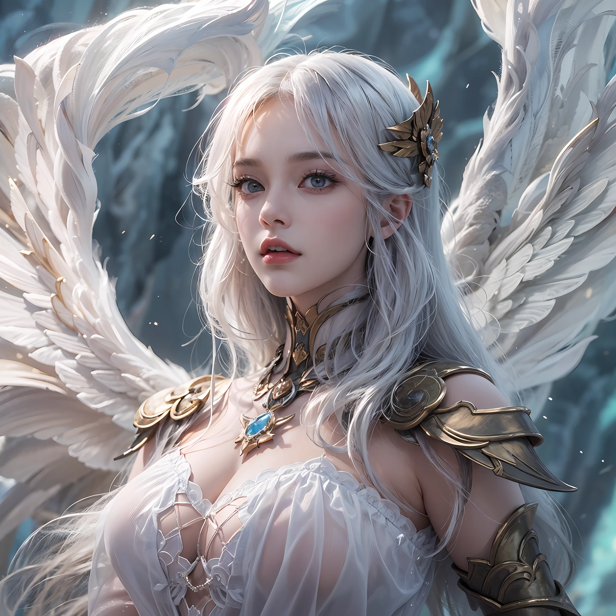Female magician,(best qualtiy,8K,tmasterpiece:1.3),Goose egg face,largeeyes,long eyelasher,With bangs,Cool handsome,Domineering,Exquisite(live-action realistic style),Star-like eyes,Ultimate face,Photorealistic light and shadow,Clear facial features,Milky white skin,Fair skin, highdetailskin, Realistic skin details, Visible Pore,(Super detail),Petite body,Carmelto, full bodyesbian,She wears long loose black hair and reaches her waist,(hair flowing), Smoothness,Huge wings,Crystal wings,(Super detail),Beautifully decorated,((dynamicposes))),((sexyposture))),Walk in the void,(Two ice planet backgrounds(Binary orbital flight)),space,salama,Dramatic scenes,Huge snowy mountains,NSFW:1.07