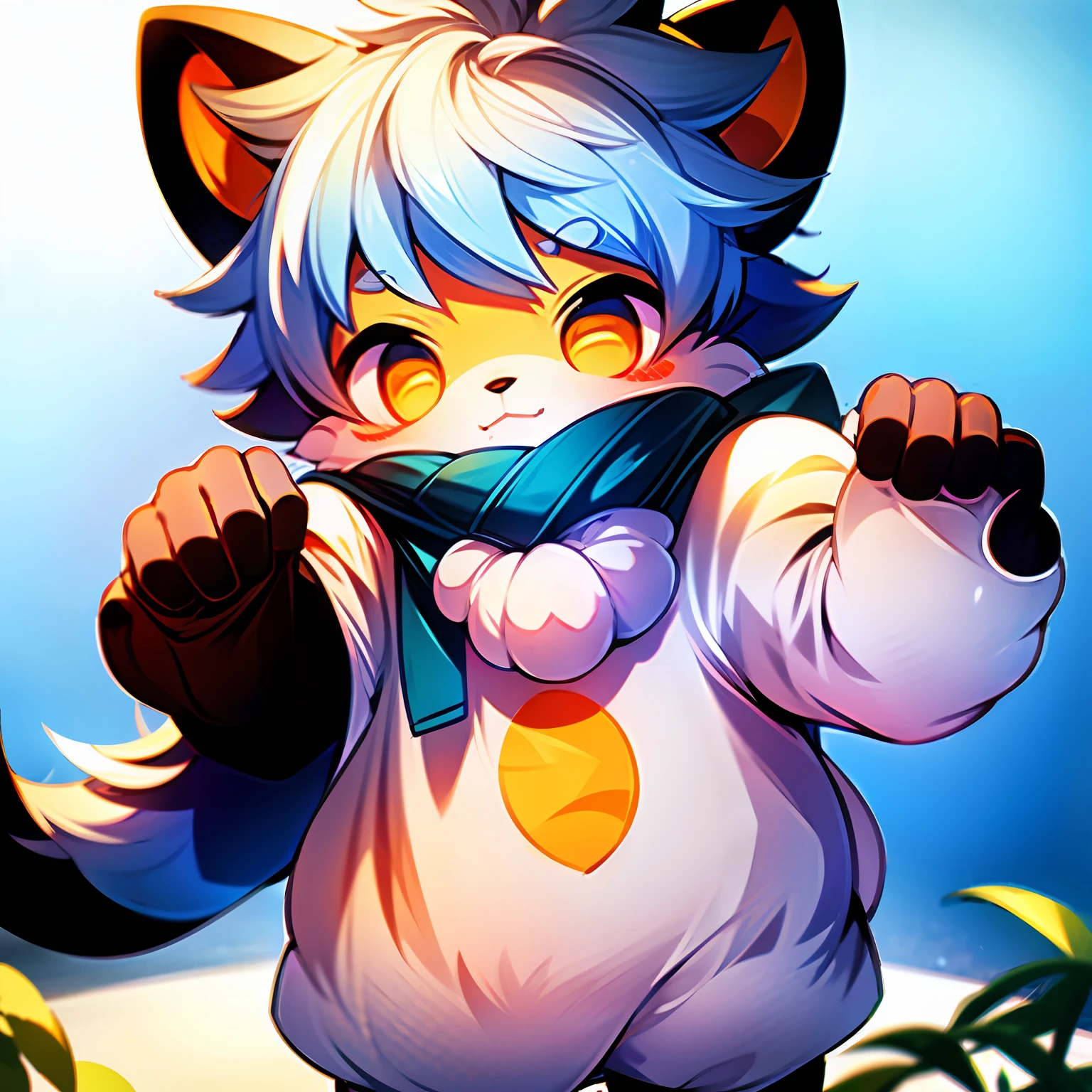 White Bear Fairy、Background blue、kawaii、Chibi Chara
