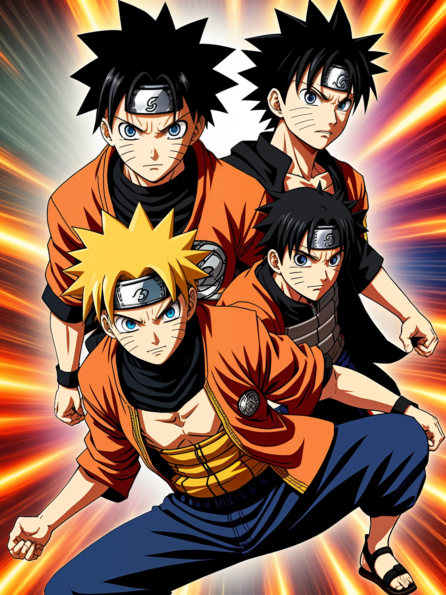 Naruto baryon+Luffy gear5+Goku ultra extinto