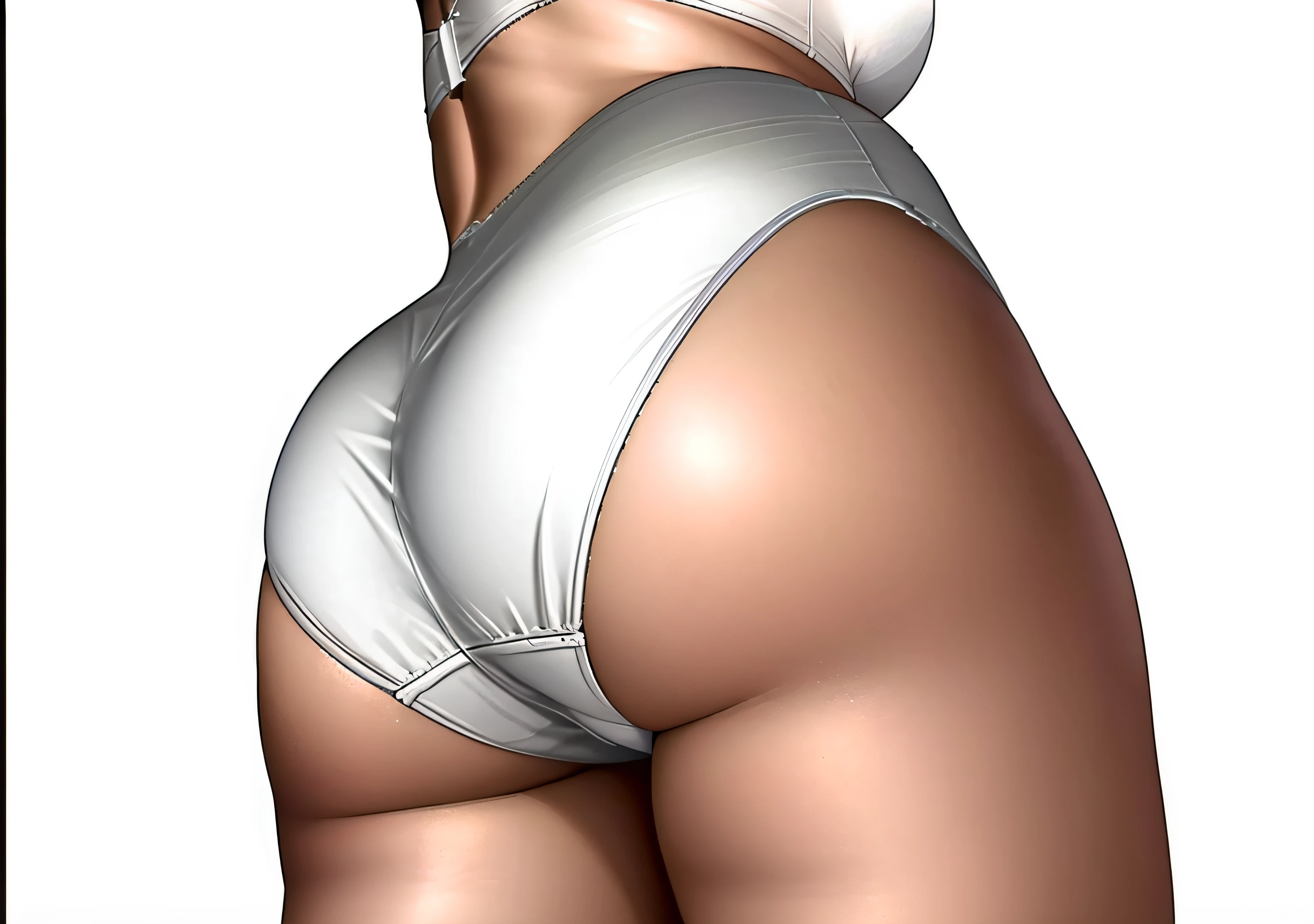 ((masterpiece, best quality)), Curvy Latina in white cotton fullback panties, white bra, butt shot, shapely derriere, at home, photo realistic, intricate details