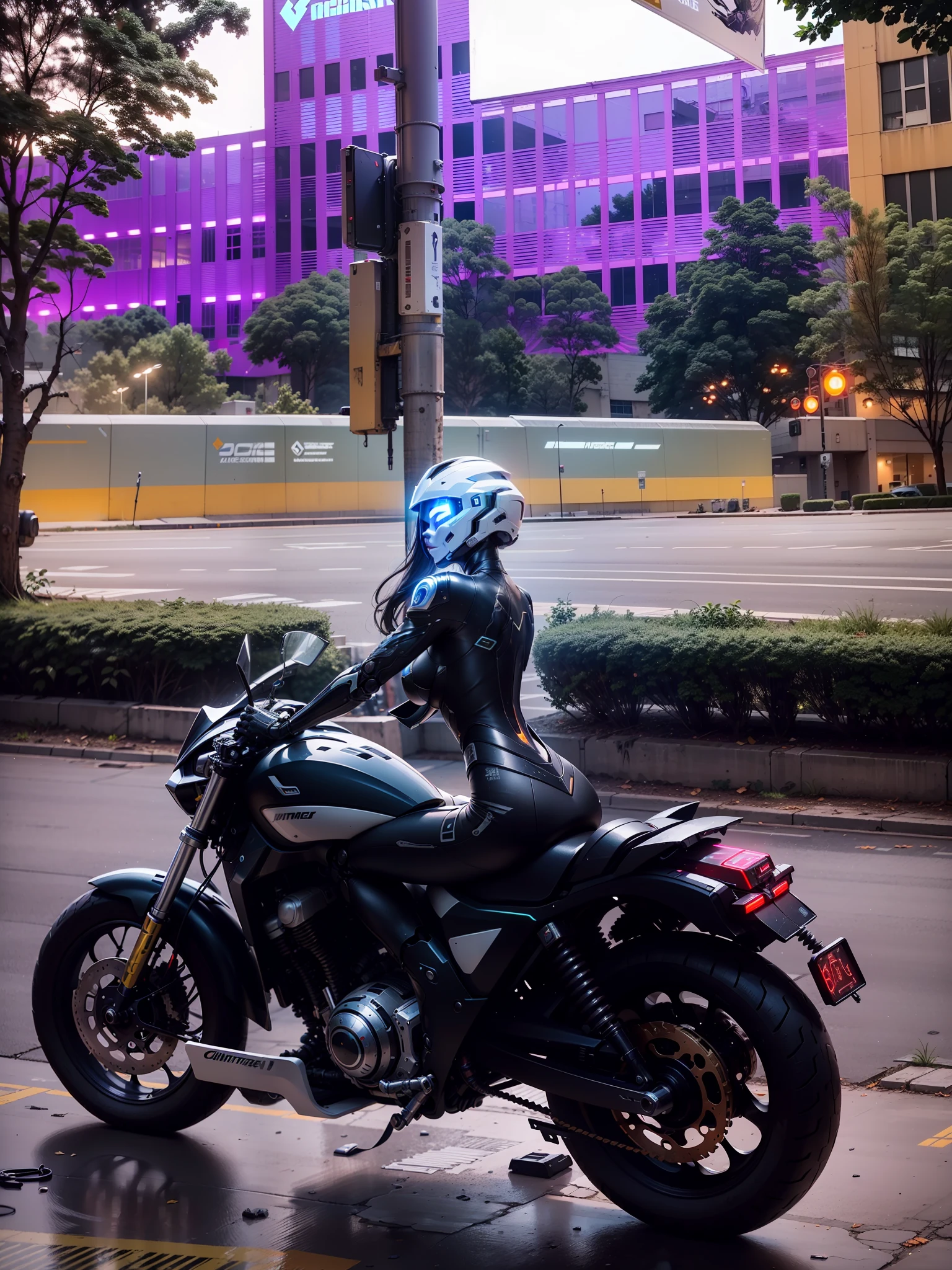 Sexy Cyber Warrior，White cyberpunk high-tech mech costume，White cyberpunk faceless helmet，Biomechanicals， MSHN Robot Woman，High-tech helmet，hyper realisitc， Steel， Complex design， insanely details， finely detailled， Extremely clear lines， cinmatic lighting， photograph realistic， A detailed masterpiece