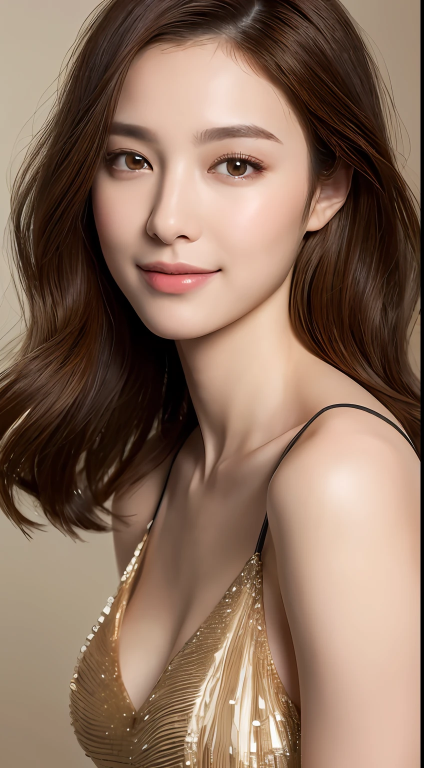 ((Best Quality, 8K, Masterpiece: 1.3)), 1 Girl, Slim Abs Beauty: 1.3, (Hairstyle Brown Hair Shortcut, Big: 1.2), Dress: 1.1, Super Slender Face, Delicate Eyes, Double Eyelids, Smile, Home, Raw Photo