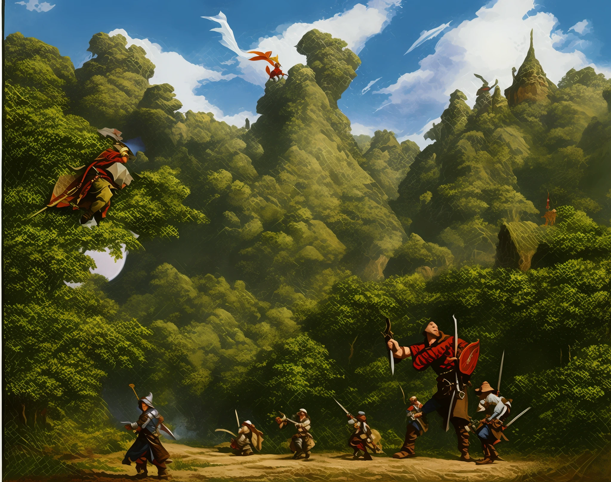 pintura de um homem carregando uma espada e um saco de madeira, Micheal Whelan, playful peasant man, Arte de RPG, Arte de RPG, Directed by: Johannes Helgeson, rob mcnaughton, darrell k doce, larry elmore : 0. 5, Directed by: Tim Hildebrandt, inspirado em Johannes Helgeson, arte do jogo de fantasia medieval, Directed by: Larry Elmore, arte do jogo de RPG