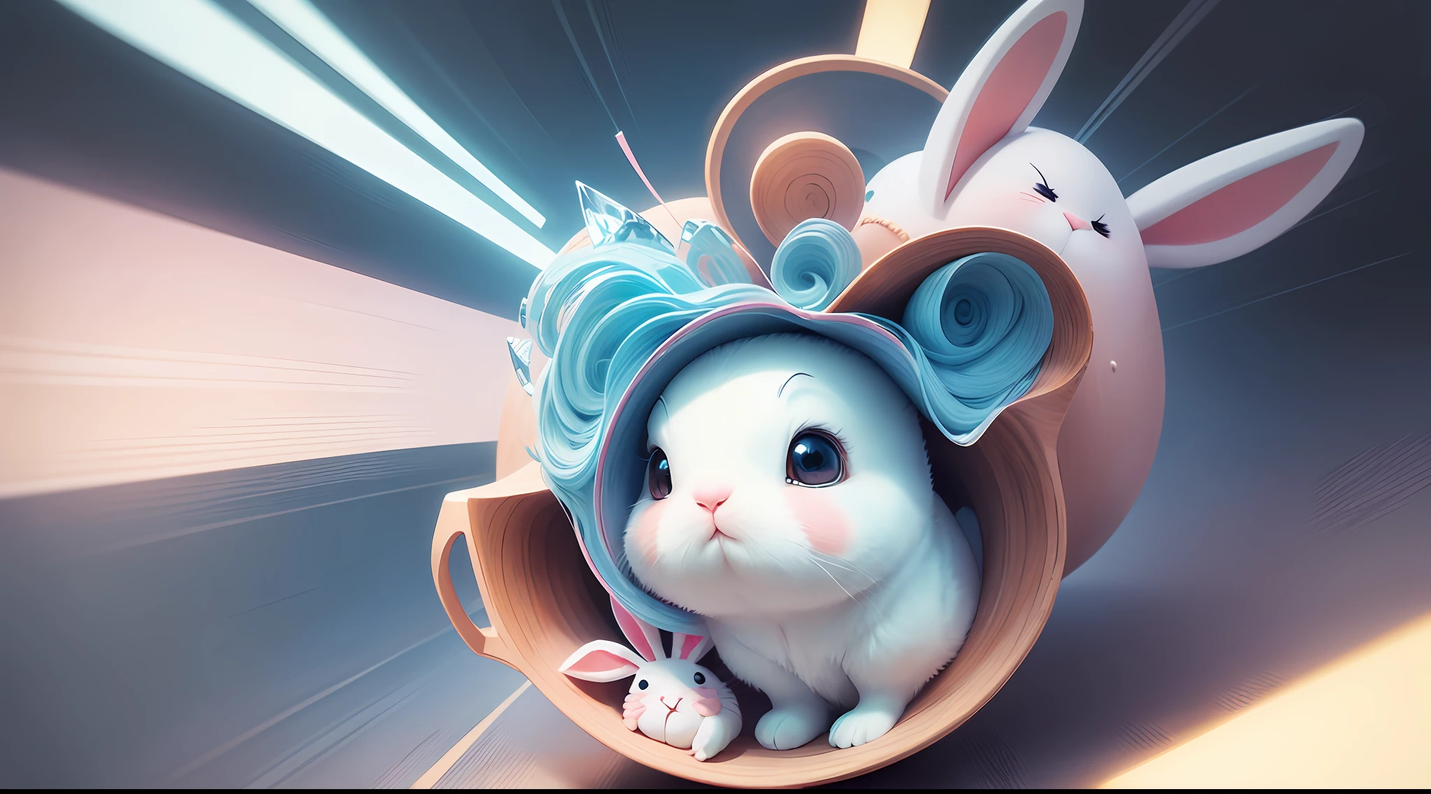 Cute cute cartoon bunny,fanciful,dream magical,hyper realisitc,super adorable,trending on artstration