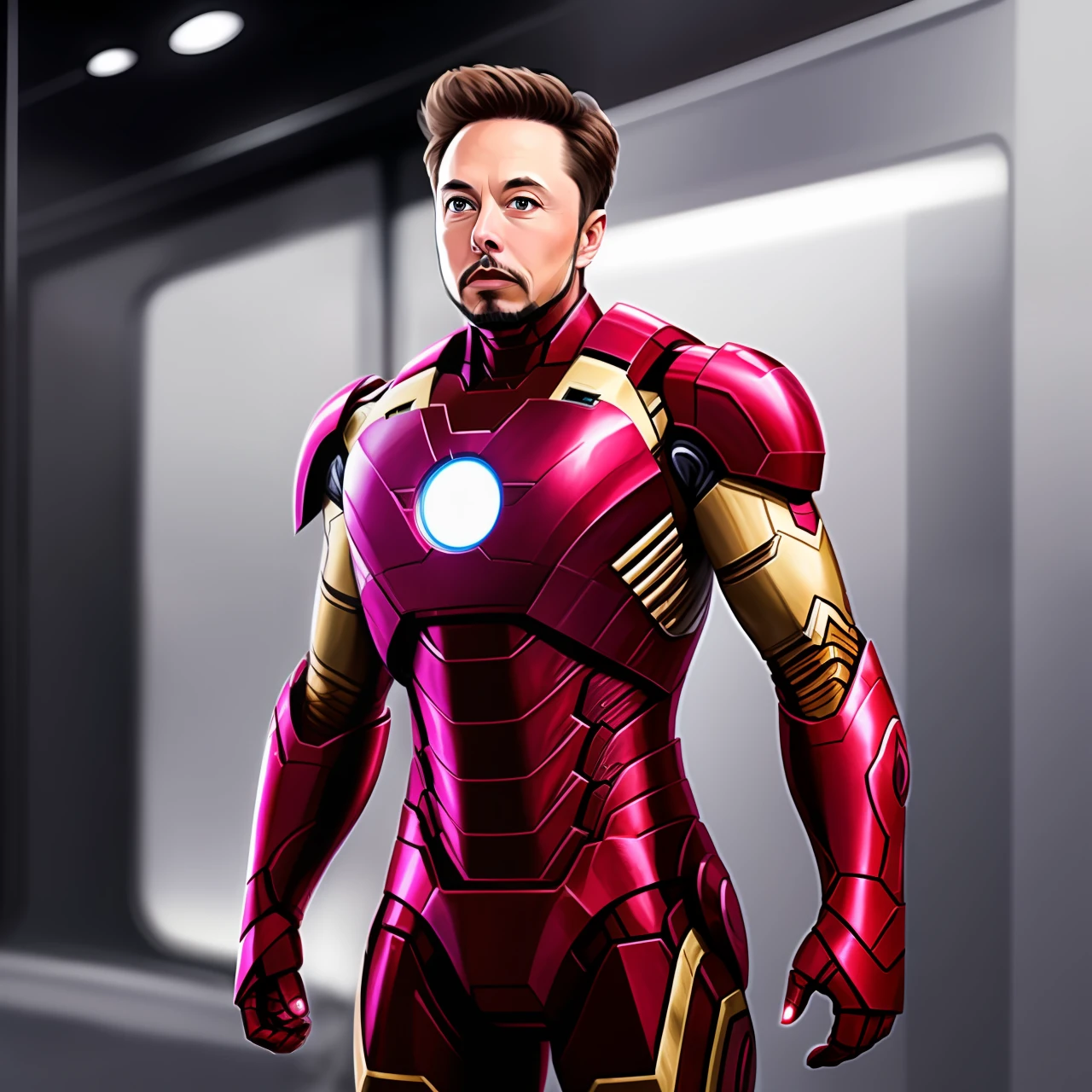 Musk wears the armor of Iron Man