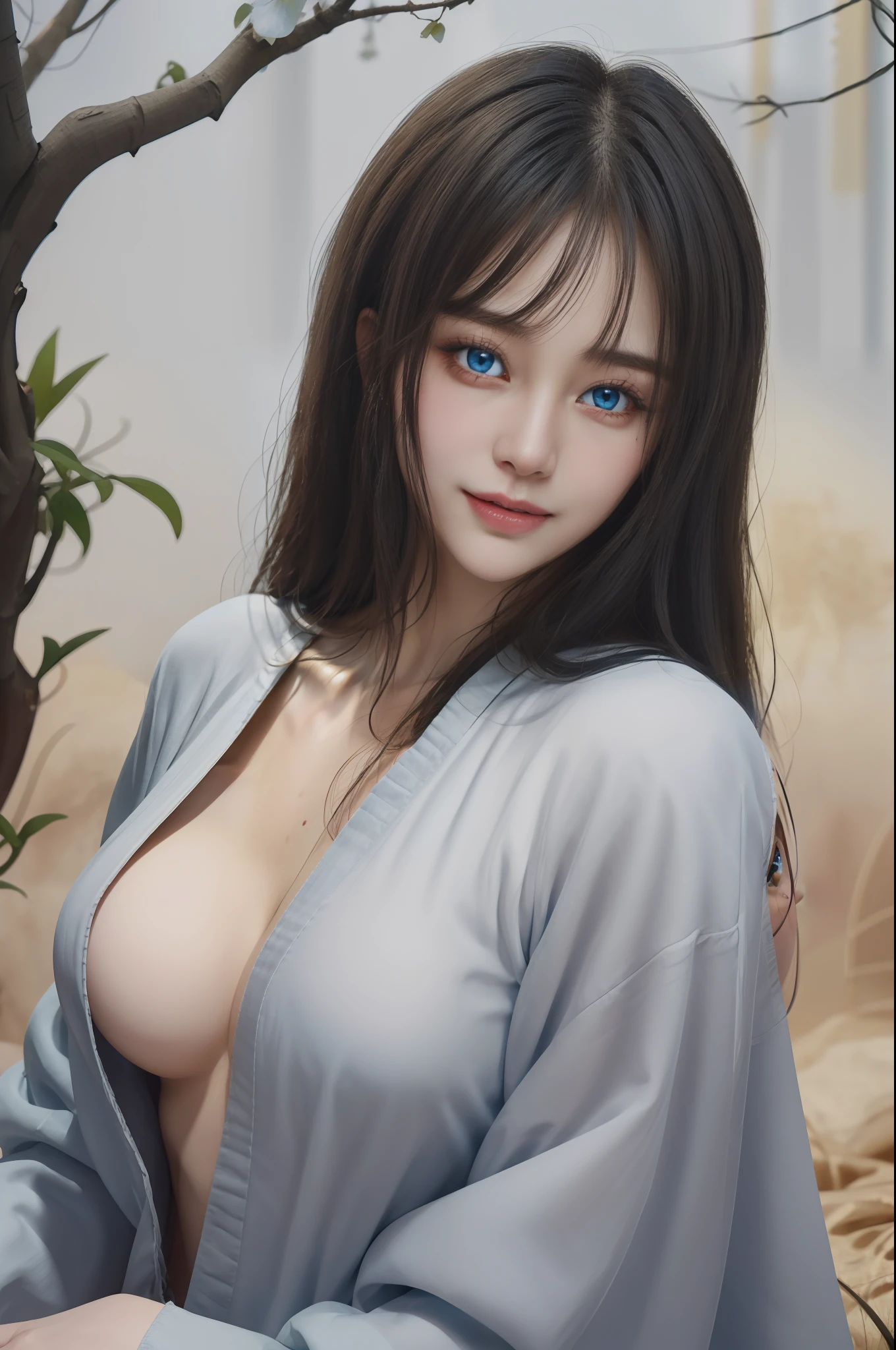 beautiful detailed girl, extremely detailed eyes and face, beautiful detailed eyes, absurdres, incredibly absurdres, huge filesize, ultra-detailed, highres, extremely detailed,best quality ,masterpiece, illustration, an extremely delicate and beautiful, extremely detailed,CG,unity,8k wallpaper, Amazing, finely detail, masterpiece,best quality,official art,extremely detailed CG unity 8k wallpaper, (masterpiece, best quality,high quality, White skin, Beautiful detailed face),(realistic: 1.2), 1girl, solo, glasses, smile, open mouth, looking at viewer, long hair, blue eyes, wings, long sleeves, bug, bangs, butterfly, jacket, white hair, sky,outdoors,((upper body)), ((Puffy lips, blue eyes)) (yellow hairs)
