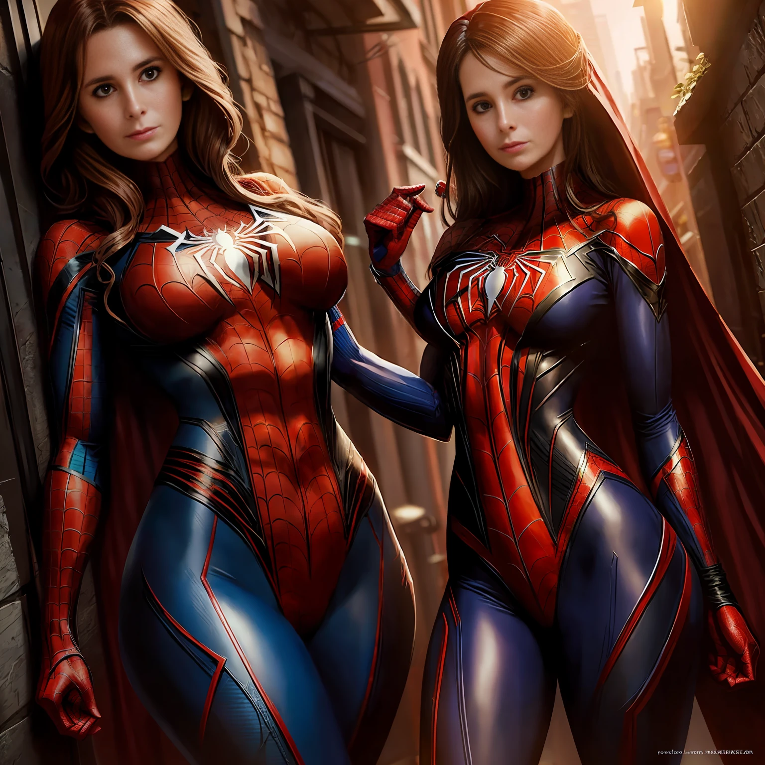 Beautiful woman detailed defined body using spider man cosplay, small breasts --auto