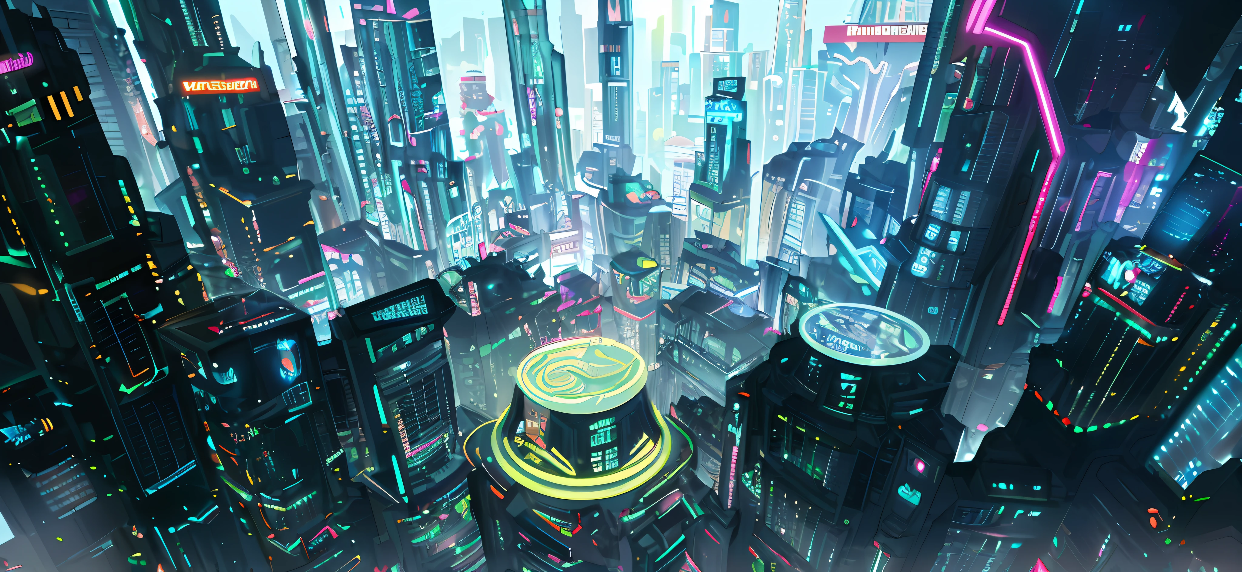 aerial view of cyberpunk city, hyper-futuristic city, futuristic metropolis, main building for casino, futuristic dystopian city, surreal cyberpunk city, futuristic cyberpunk city, futuristic cyberpunk city, futuristic cyberpunk city, futuristic cyberpunk city, futuristic cyberpunk scene, in cyberpunk city,