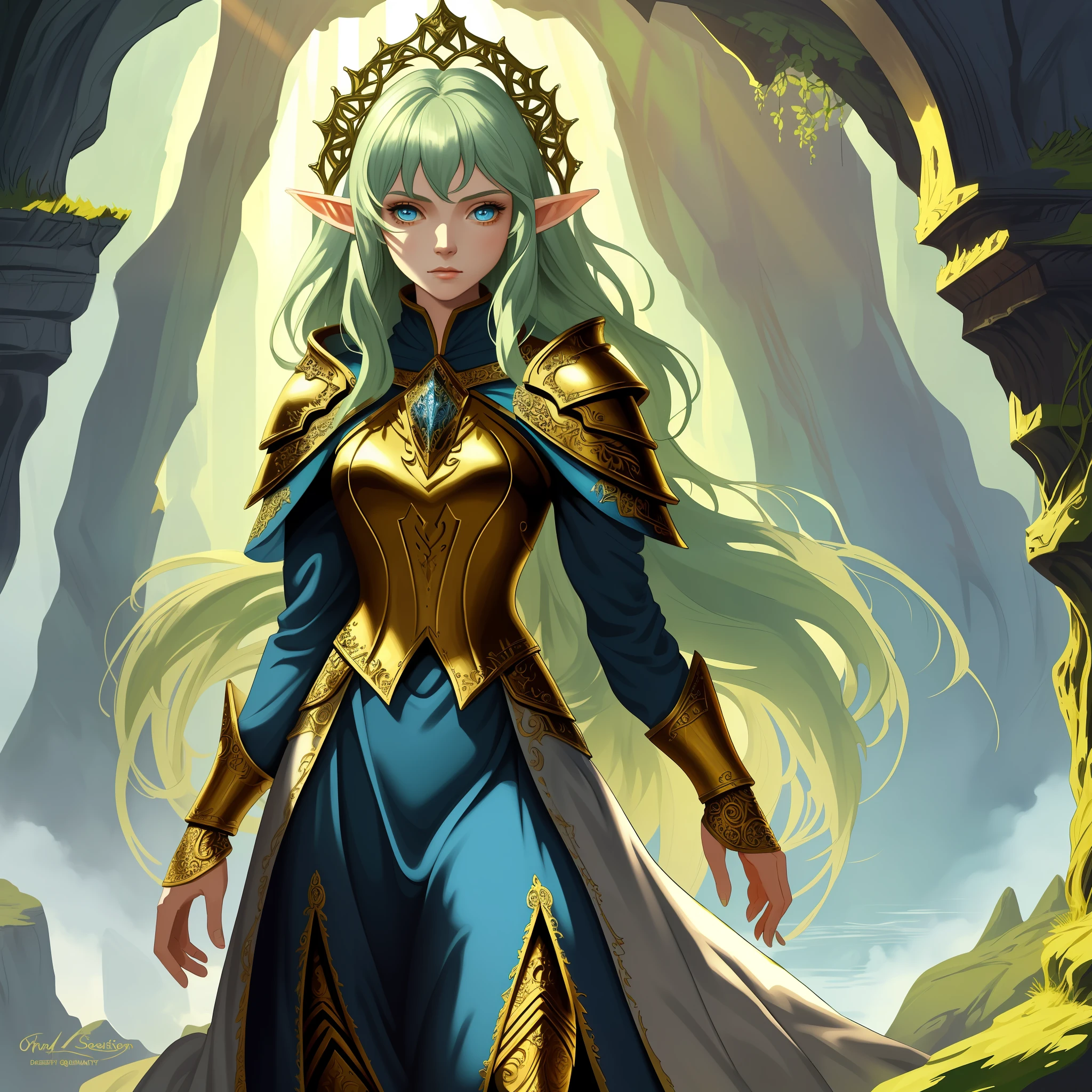 fantasy art, dnd art, (masterpiece:1.5), full body best details, highly detailed, best quality, highres, portrait of a female, elf (1.6, fantasy art, Masterpiece, best quality), ultra feminine, druid, cleric of sea, (1.4 intricate details, fantasy art, Masterpiece, best quality) with a long curvy hair, light green hair, blue eyes, (fantasy art, Masterpiece, best quality), ((beautiful delicate face)), Ultra Detailed Face (1.6 intricate details, fantasy art, Masterpiece, best quality), armed with a knife, blue cloak, flowing cloak (1.4 intricate details, fantasy art, Masterpiece, best quality), scale armor (1.4 intricate details, fantasy art, Masterpiece, best quality), in sea setting, fantasy sea, at day light, dawn light, sun rays, clouds, dynamic atmosphere, soft light, dynamic light, [[anatomically correct]], high details, best quality, 8k, [ultra detailed], masterpiece, best quality, (extremely detailed), dynamic angle