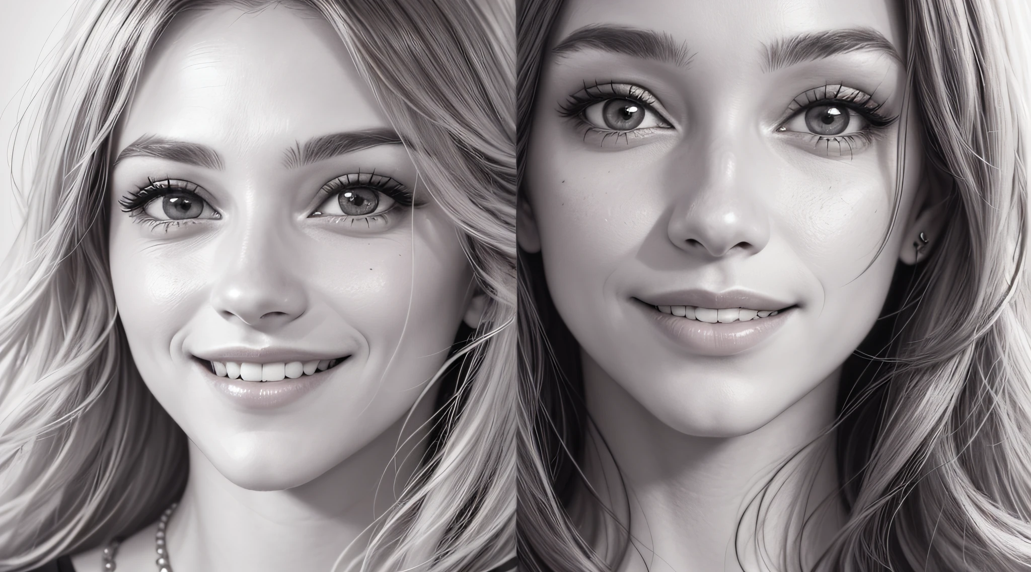 a drawing of a woman with a long hair and a big smile, potrait of a female face, a woman's face, face portrait of a woman, woman's face, face female portrait, sketch of a caucasian face, female face, portrait of a woman's face, portrait of woman's face, face portrait, simple drawing, detailed face of a woman