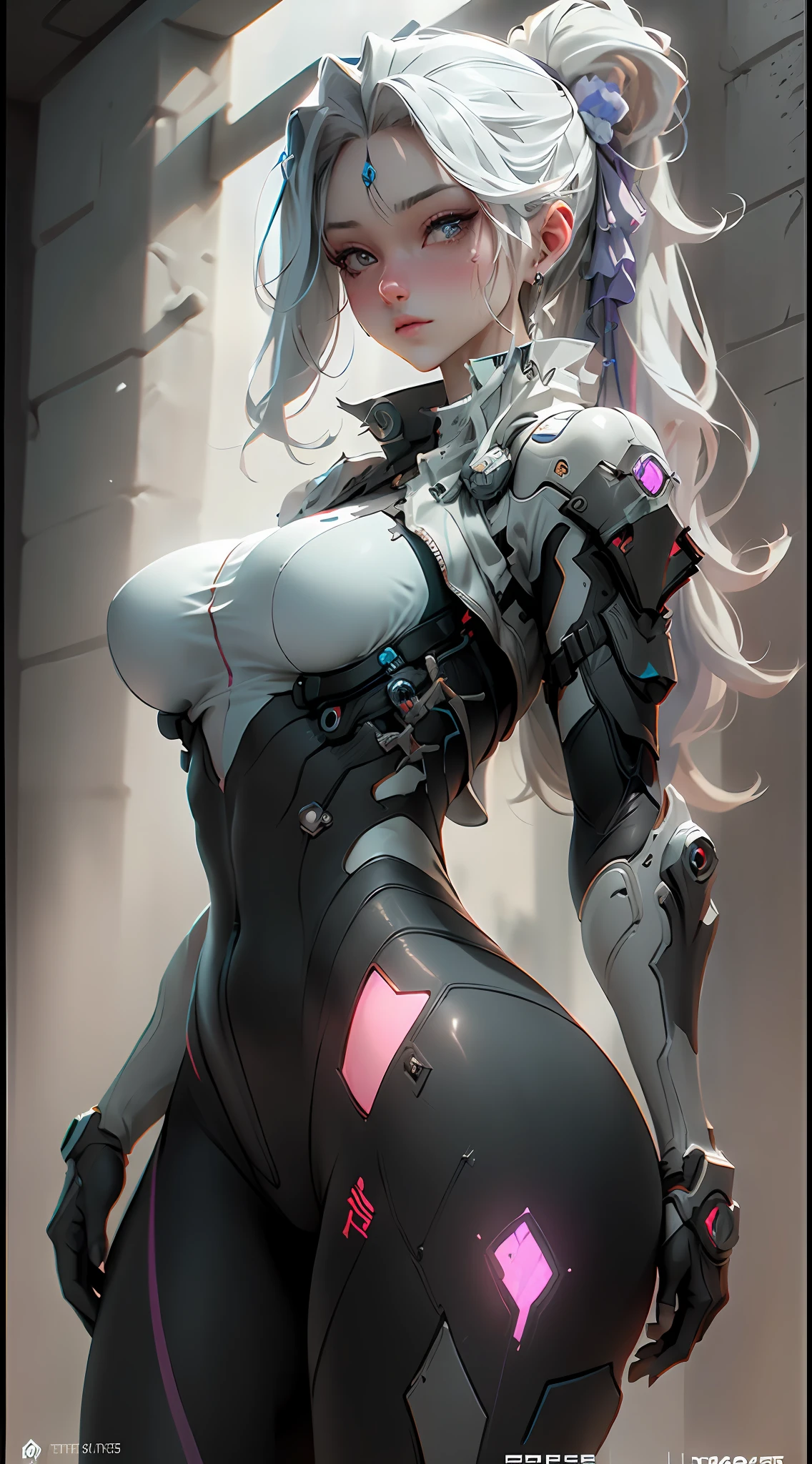 ((Best quality)), ((masterpiece)), (detailed:1.4), 3D, an image of a beautiful cyberpunk female, huge breasts, HDR (High Dynamic Range),Ray Tracing,NVIDIA RTX,Super-Resolution,Unreal 5,Subsurface scattering,PBR Texturing,Post-processing,Anisotropic Filtering,Depth-of-field,Maximum clarity and sharpness,Multi-layered textures,Albedo and Specular maps,Surface shading,Accurate simulation of light-material interaction,Perfect proportions,Octane Render,Two-tone lighting,Wide aperture,Low ISO,White balance,Rule of thirds,8K RAW,