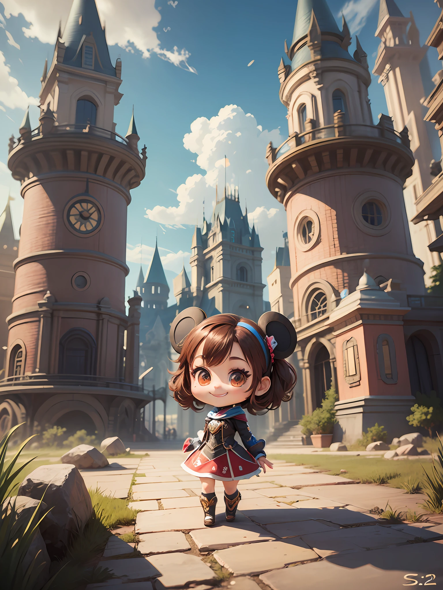 Disney style, Chibi, Whole body, Cute, Smiling, Unreal Engine, Detailed --auto --s2