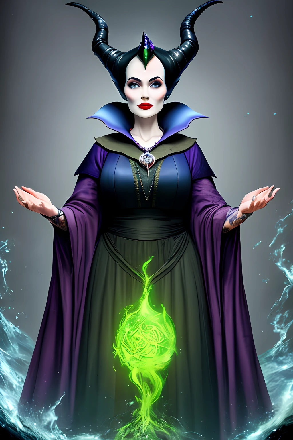 A plus sized witch aged 47 but looks 28 black hair green eyes 5 ft 8 inches tall tattoos maleficent water spirit cancer sign