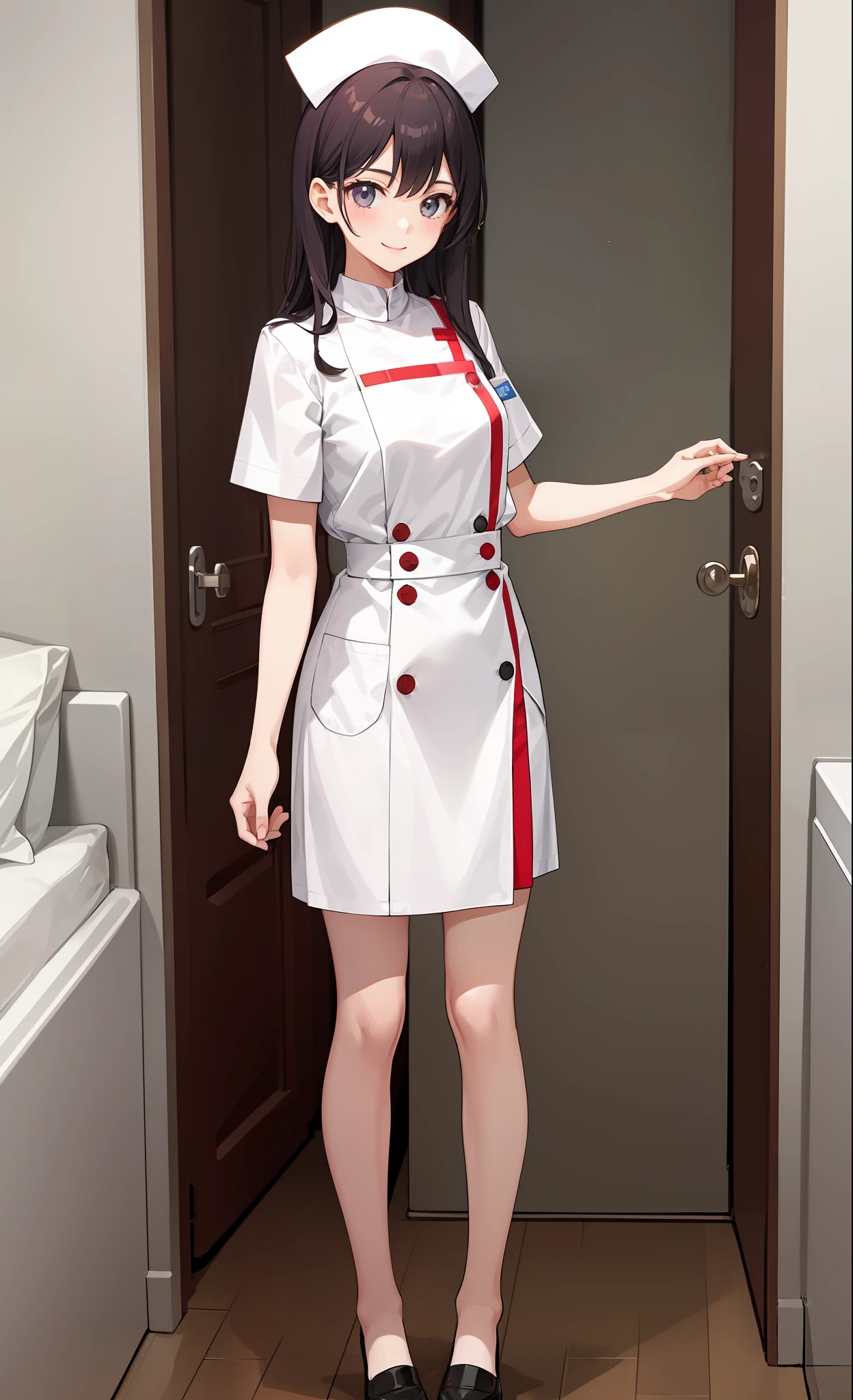 1girl in、A smile、The shirt、Blouse、skirt by the、Manteau blanc、nurse、nurse、(small tits)Chilarism、movement、