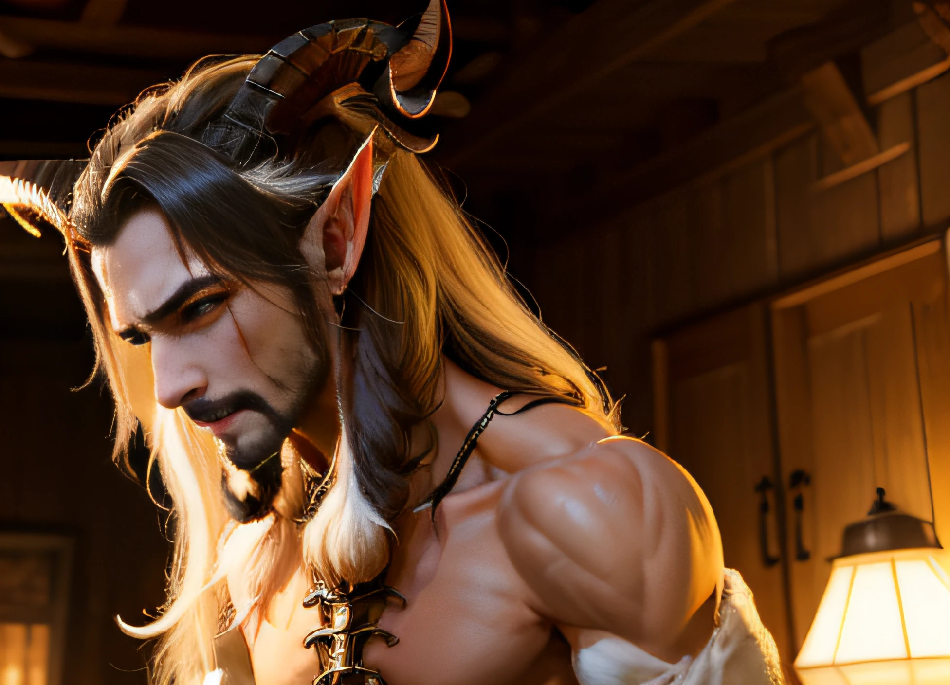 goatlike horns, pointy ears --auto