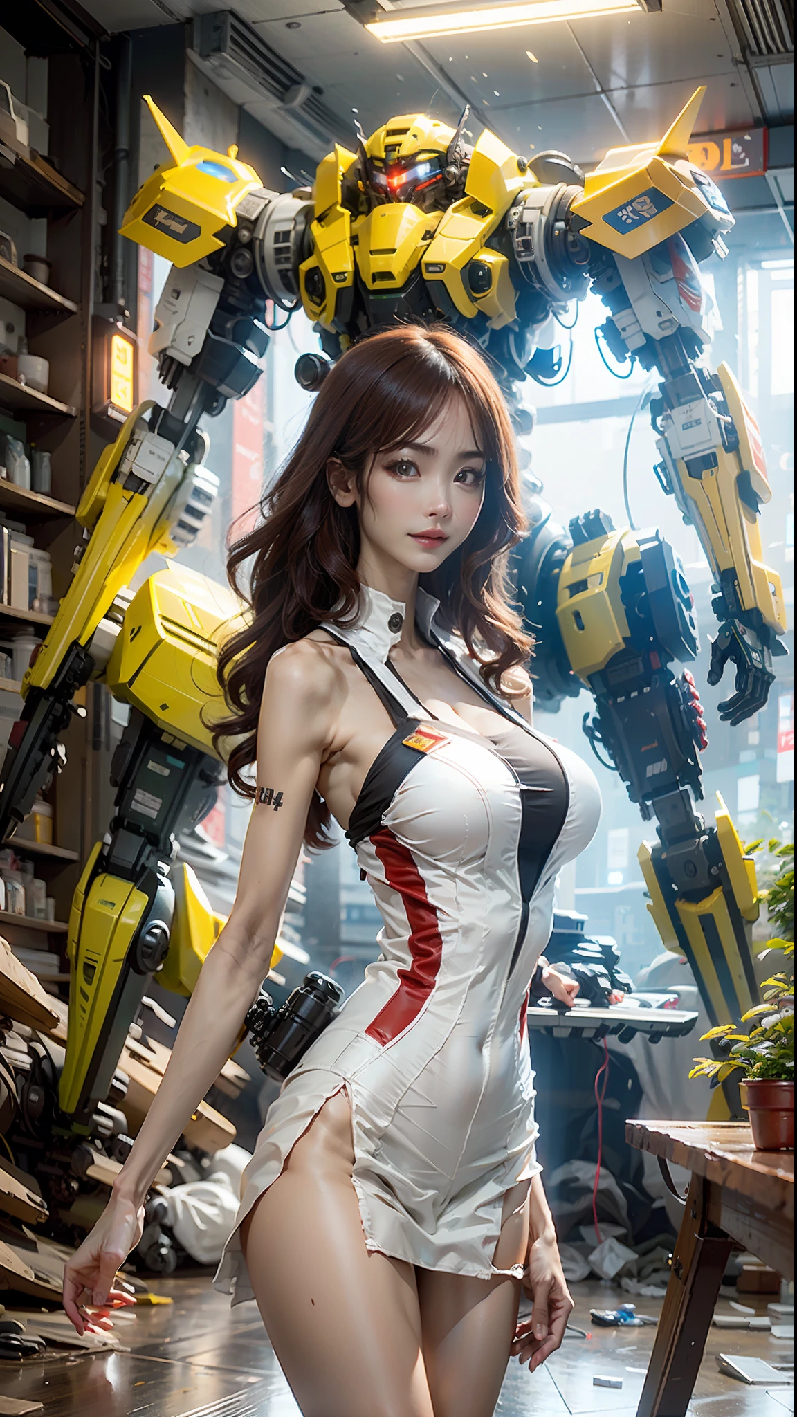 （（best qualtiy））， （（tmasterpiece））， （The is very detailed：1.3）， 3D， Shitu-mecha， Beautiful cyberpunk woman with her mech in the ruins of the city of the forgotten war， Ancient Techniques， HDR（HighDynamicRange）， Ray traching， NVIDIA RTX， Hyper-Resolution， Unreal 5， sub surface scattering， PBR Texture， post-proces， Anisotropic filtering， depth of fields， Maximum clarity and sharpness， Many-Layer Textures， Albedo e mapas Speculares， Surface Coloring，Accurately simulate light-material interactions，perfectly proportions，rendering by octane，twotonelighting，Low ISO，White balance，trichotomy，Wide aperture，8K RAW，High-Efficiency Sub-Pixel，sub-pixel convolution，Luminous Particle，Light scattering，The Tyndall effect White silk JK