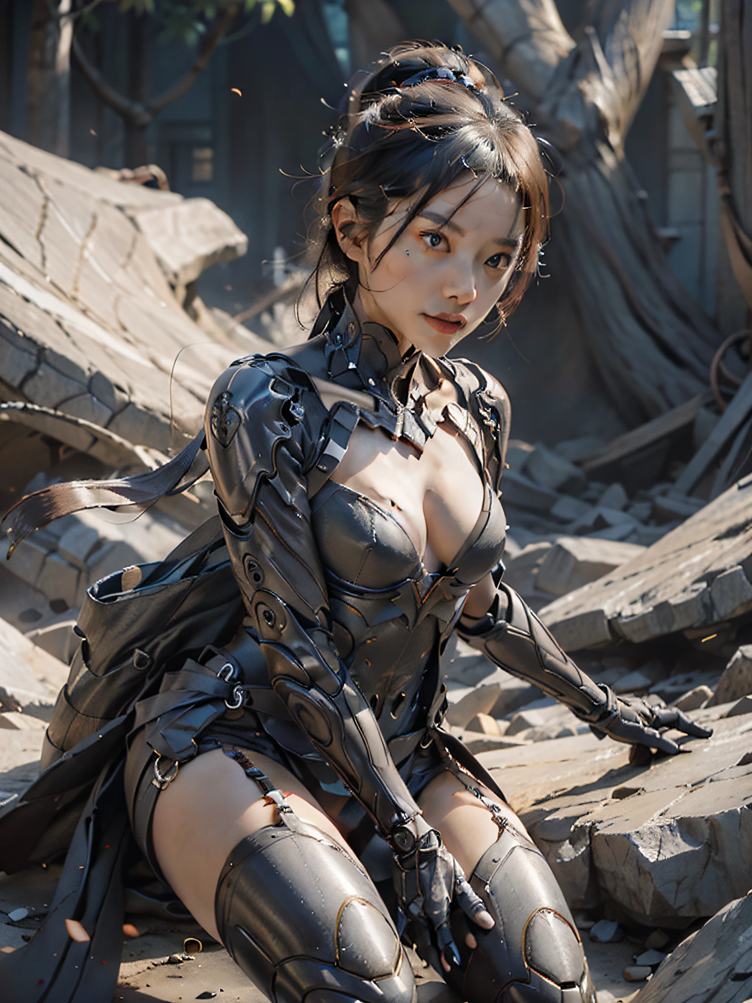 Best quality at best,tmasterpiece,超高分辨率,(真实感:1.4),The sword,Detailed details,1girll,Combat posture,cleavage,a beauty girl,Hand-held weapons,mechs,A mechanical,ellegance,Clear focus,gentlesoftlighting,vivd colour,tmasterpiece,