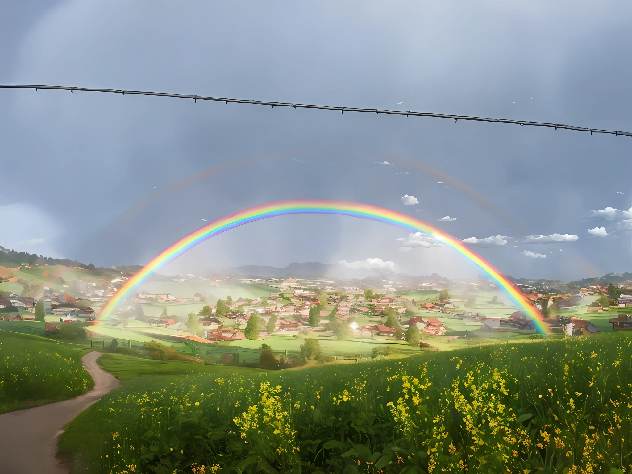 idyllic，path，Double rainbow，Two rainbows