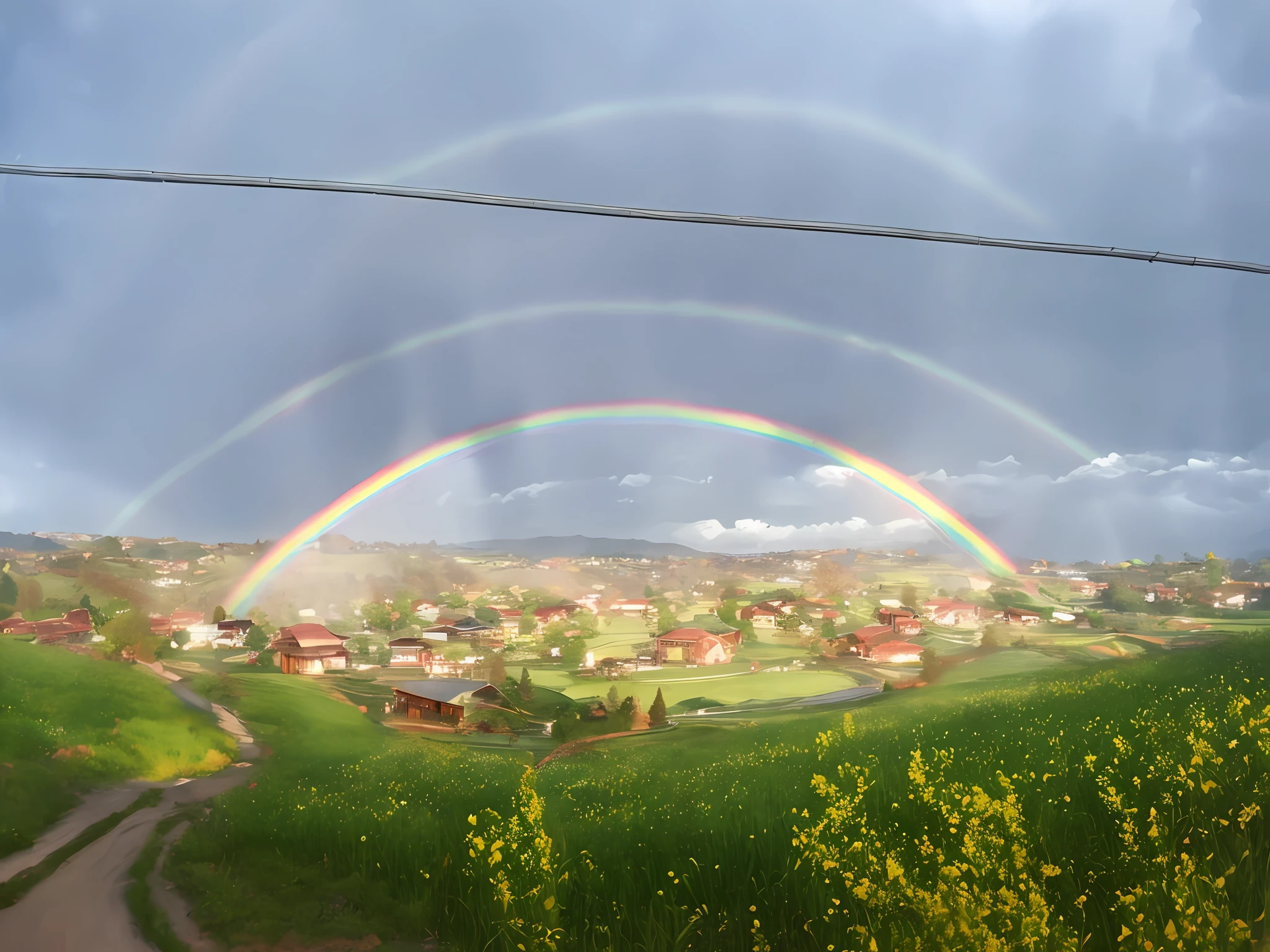 idyllic,path,Double rainbow,Two rainbows