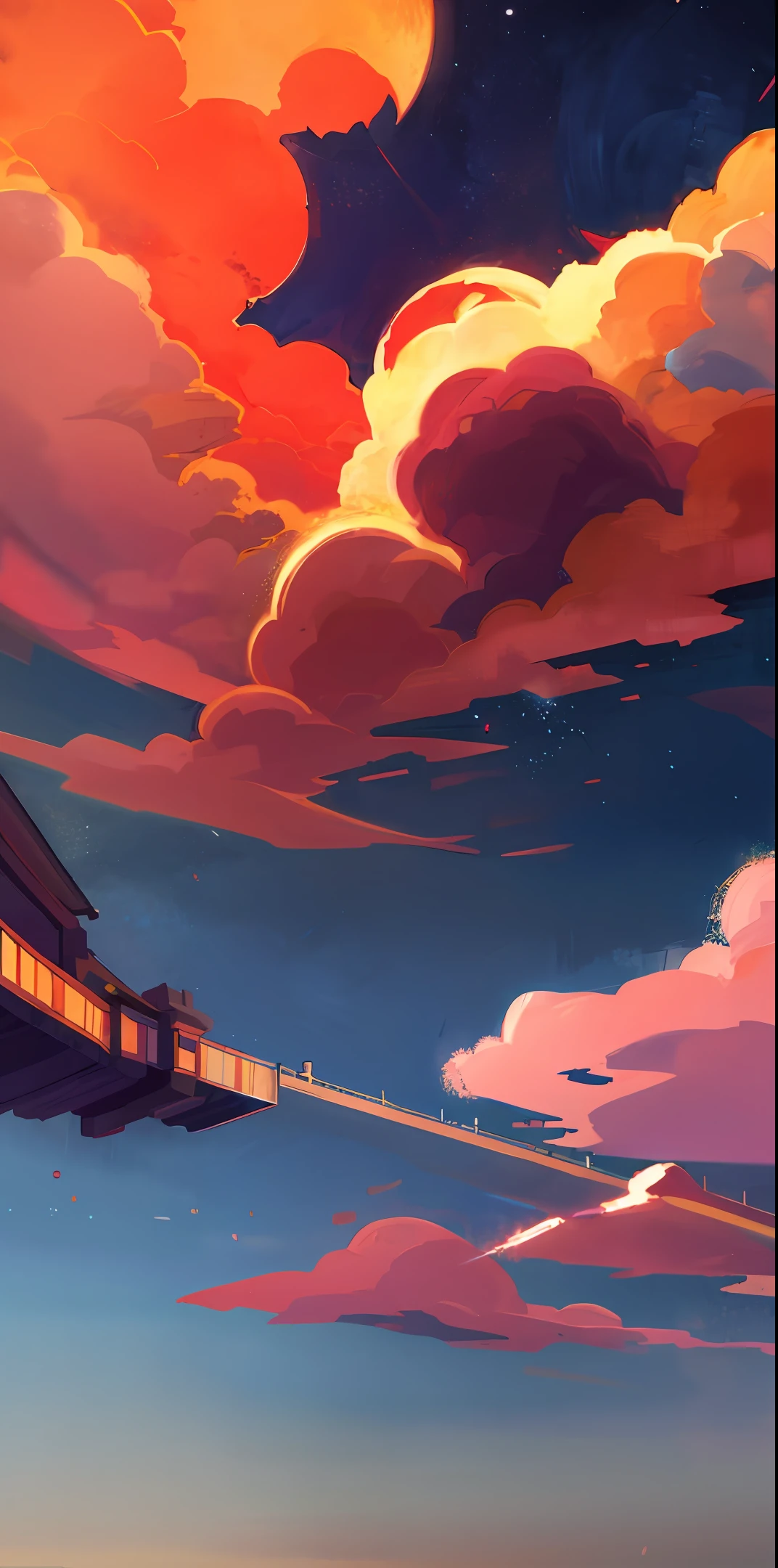 Sky, red clouds
