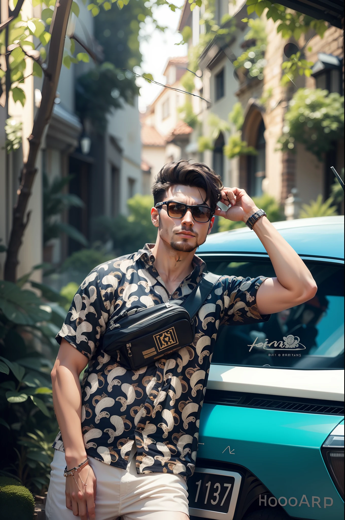 Background big villa with car money