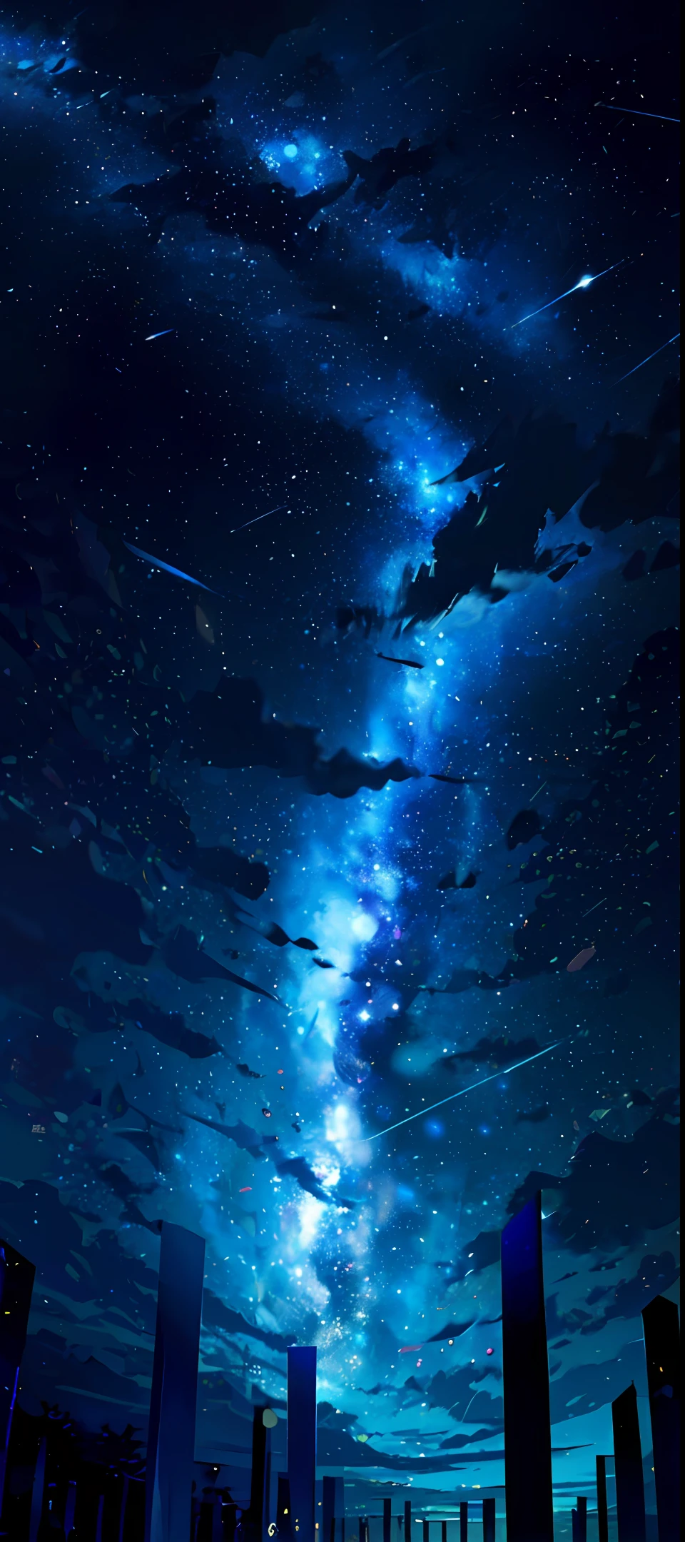 The stars in the sky are shining，Like countless silver beads，Densely packed with deep black night。Countless stars，Do your best，Twinkle with light。