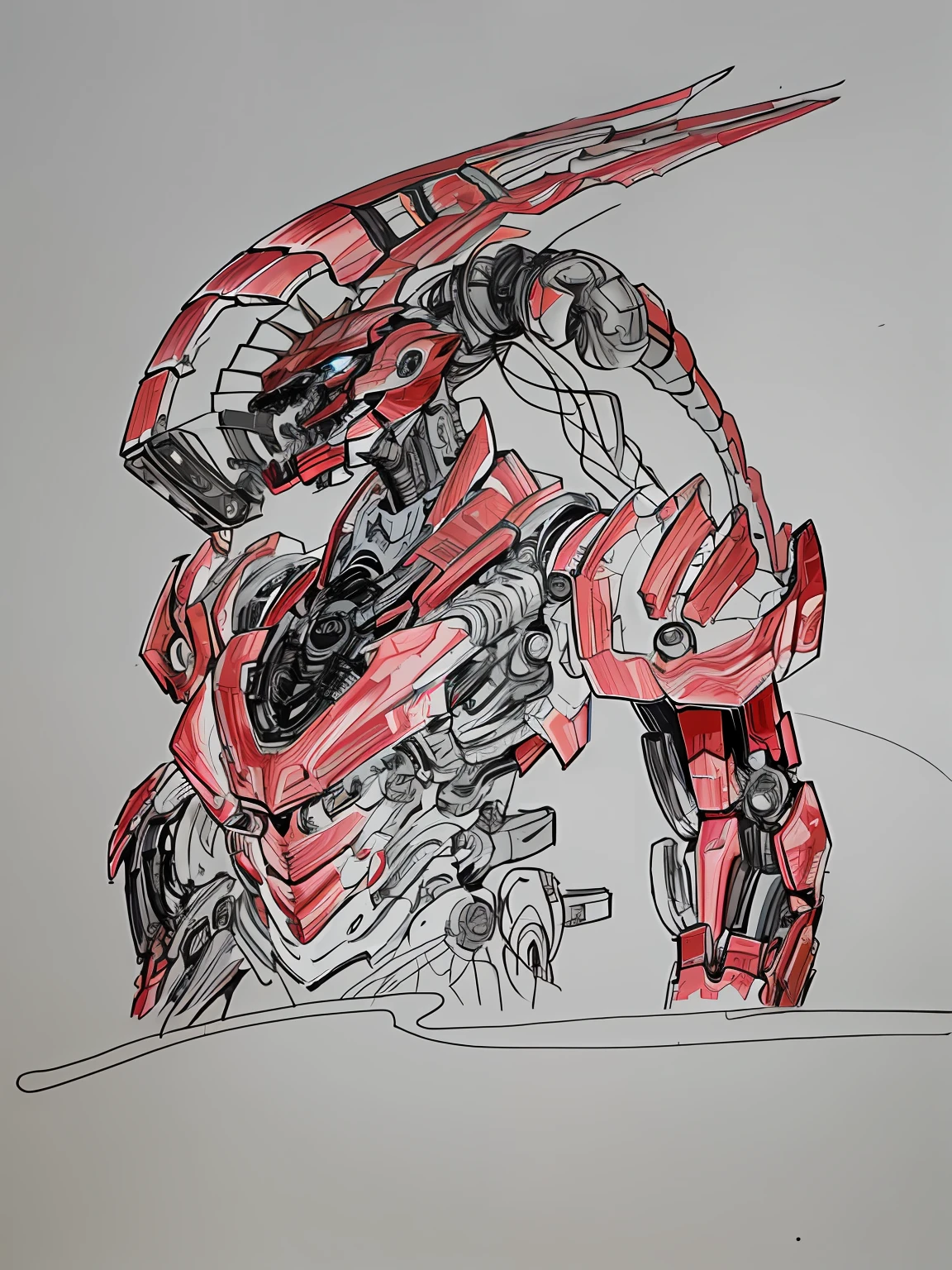 (high quality cartoon,The graphics are similar to games), Draw a cool red mechanical Greek god,Big head and big body design,Biomechanical details,The whole body is covered with red mechs,Micron itinerary,Mecha Inspiration,The grand theme of the Holocaust,The mecha portrait is perfectly displayed,Realistic smart machine design,The art of demagogic armor。(The author is Robert)