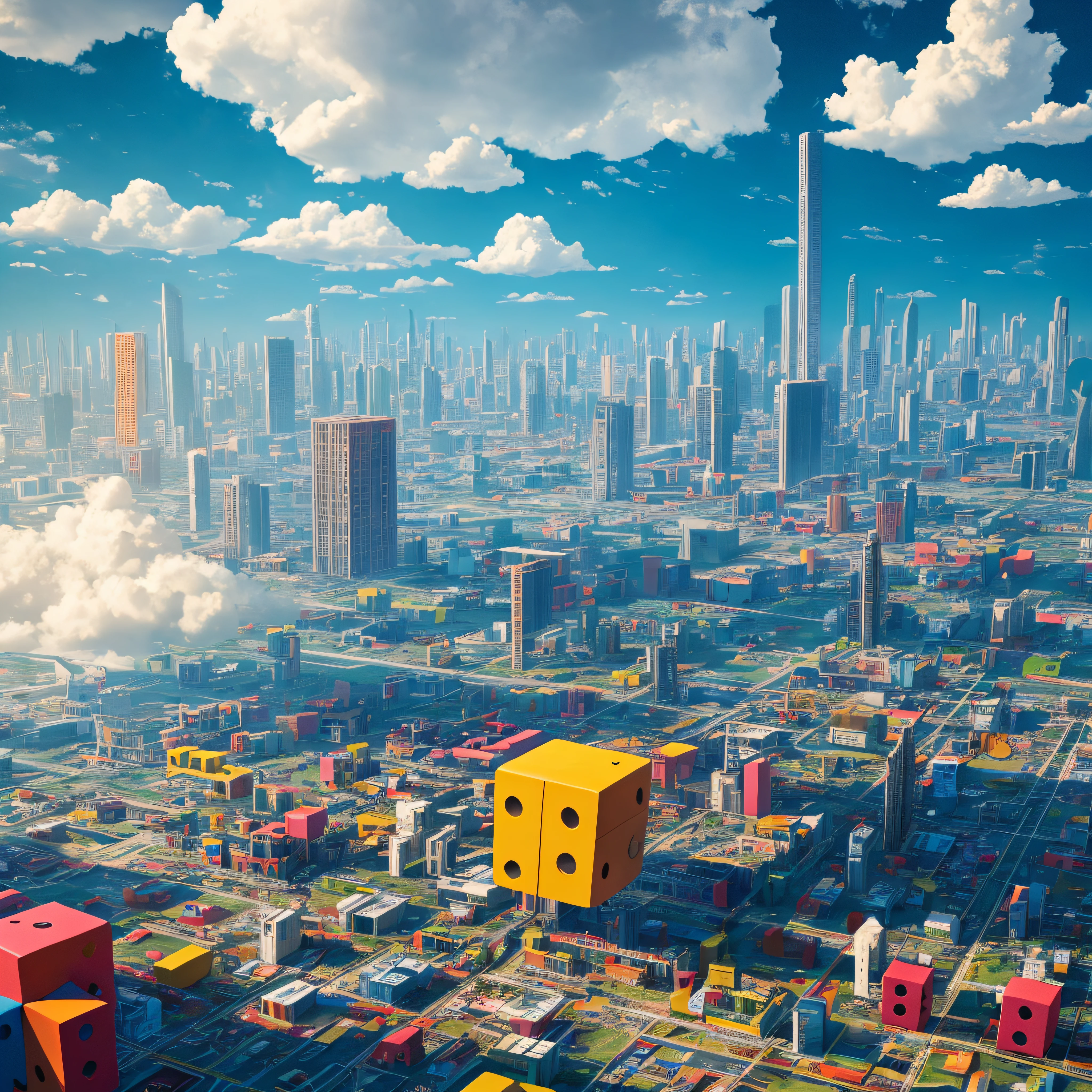 A world of collapse，On the floor in heaven，Fun blocks floating in the sky --auto