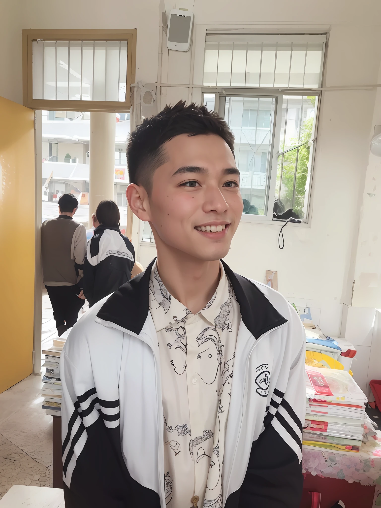 handsome,Texture,and the sun was shining brightly,Replace the background with the playground,Badminton,On the field,Spike,Micro sweating,solo person,Hands and feet