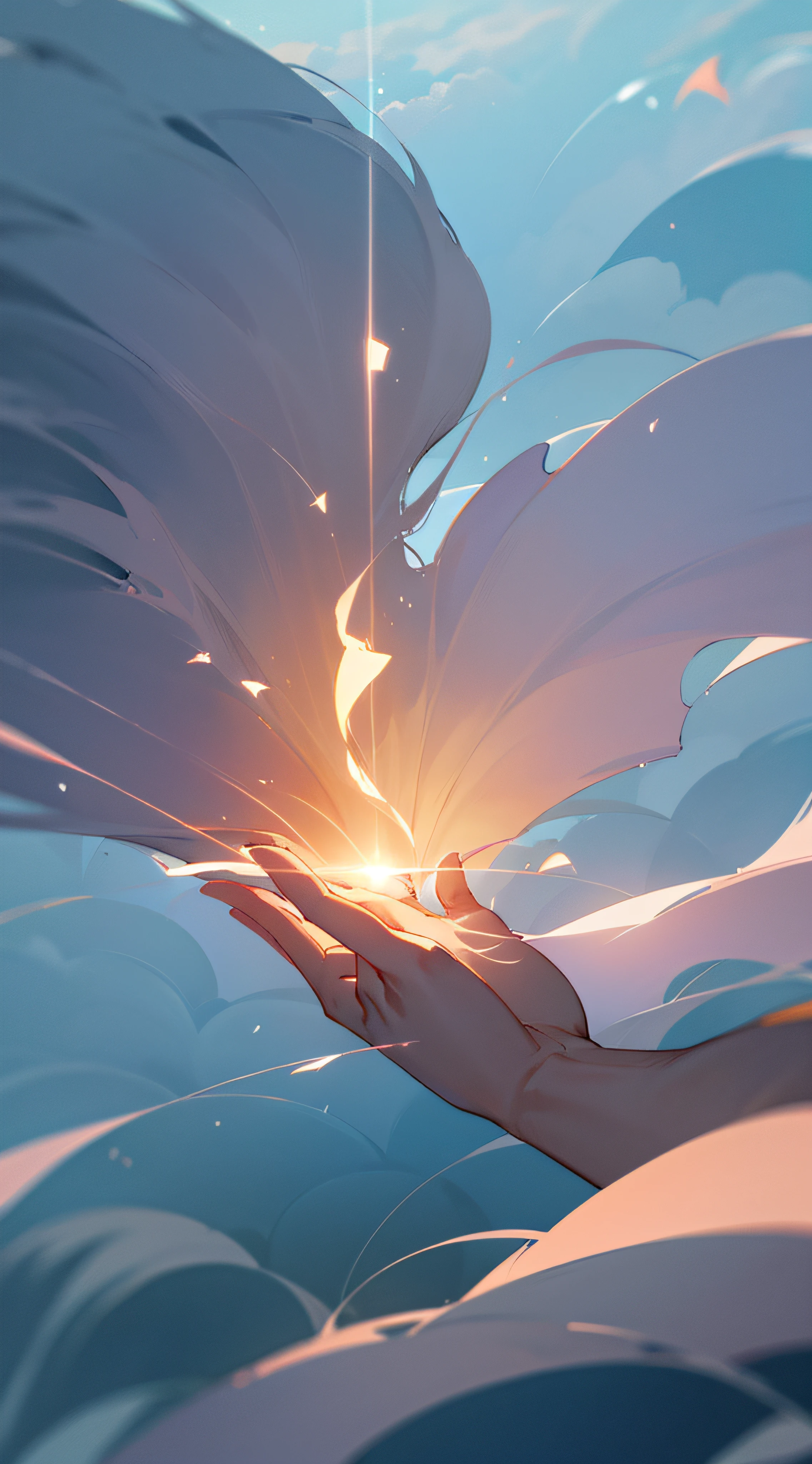 The soft glow is like a mother's hand,Gently touch the delicate skin of the clouds,Unreal spaces have an unusually moving sense of substance。