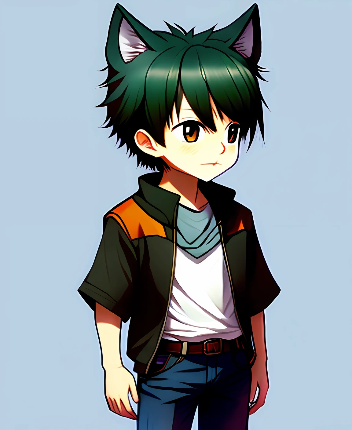 Furry Shota Junior Little Wolf Black White Blue Two-Dimensional Dew Clavicle Dew Wan Astringent