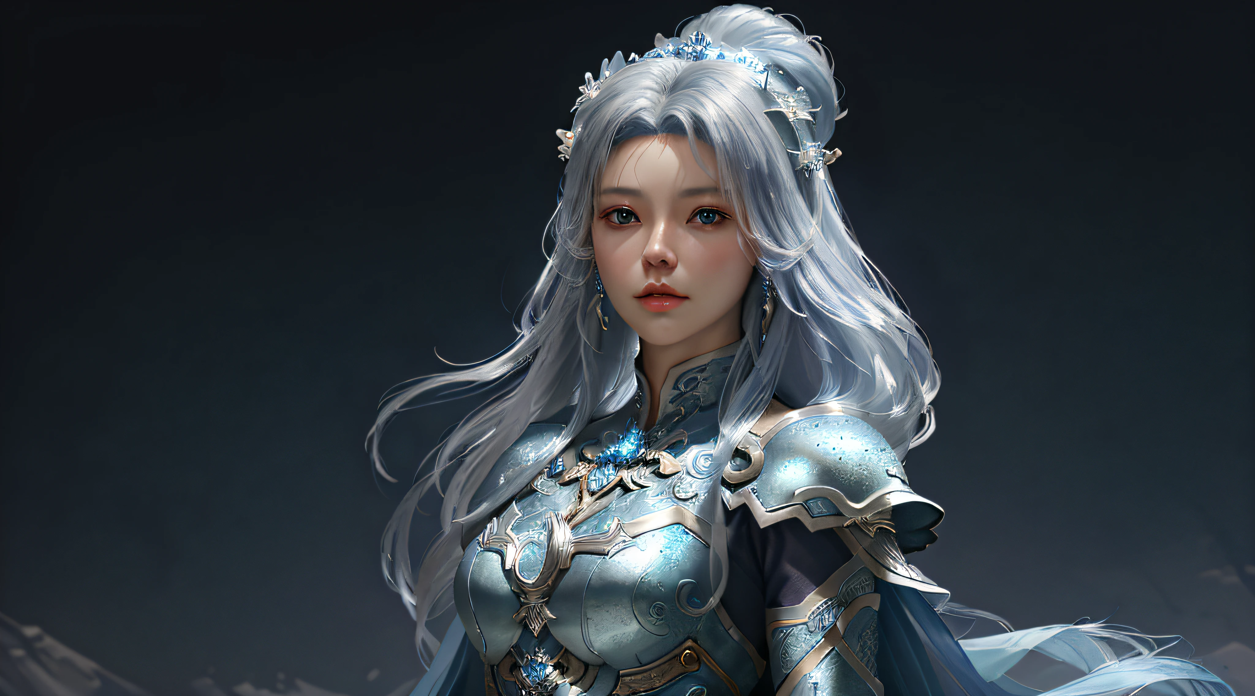 a close up of a woman in a silver and blue dress, chengwei pan on artstation, by Yang J, detailed fantasy art, stunning character art, fanart best artstation, epic exquisite character art, beautiful armor, extremely detailed artgerm, detailed digital anime art, artgerm on artstation pixiv, armor girl