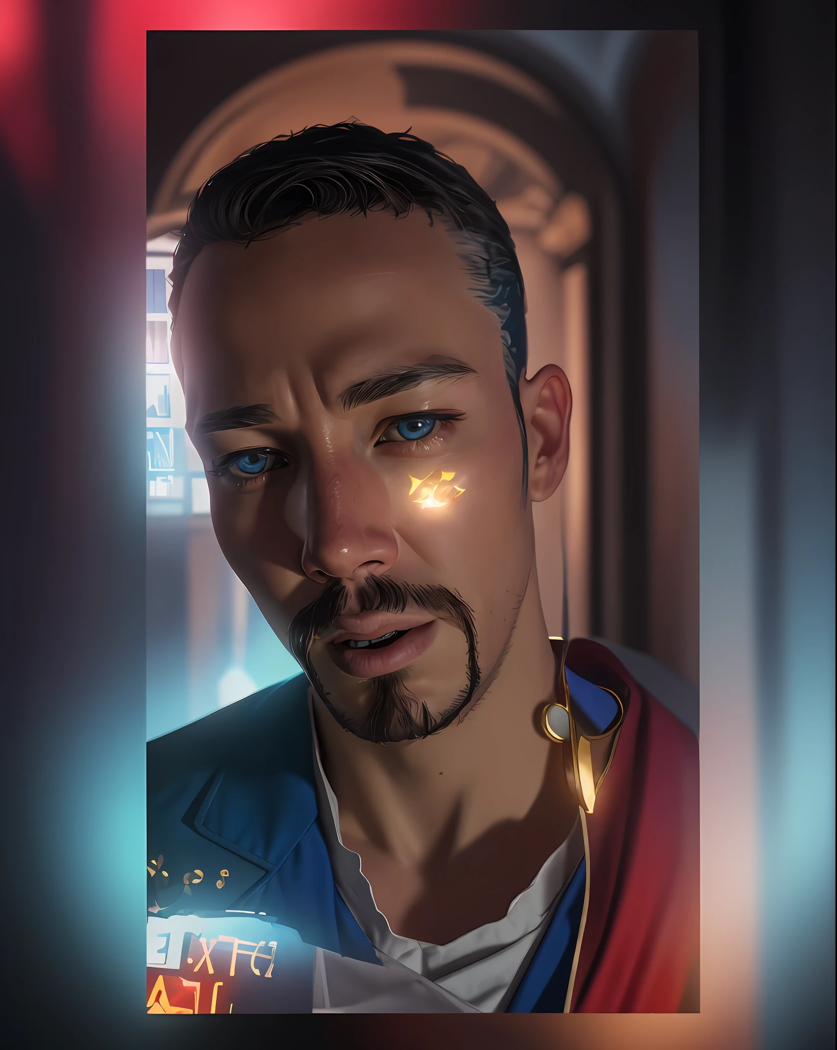 (detailed:1.15),
Doctor Strange taking a selfie with a iphone on top of a building on palace , fish eye lens, high detail, ultra realistic, cinematic lighting, portrait painting, photorealistic, Color Grading, portrait Photography, hyper - detailed, beautifully color graded, Unreal Engine5, Cinematic 8K,