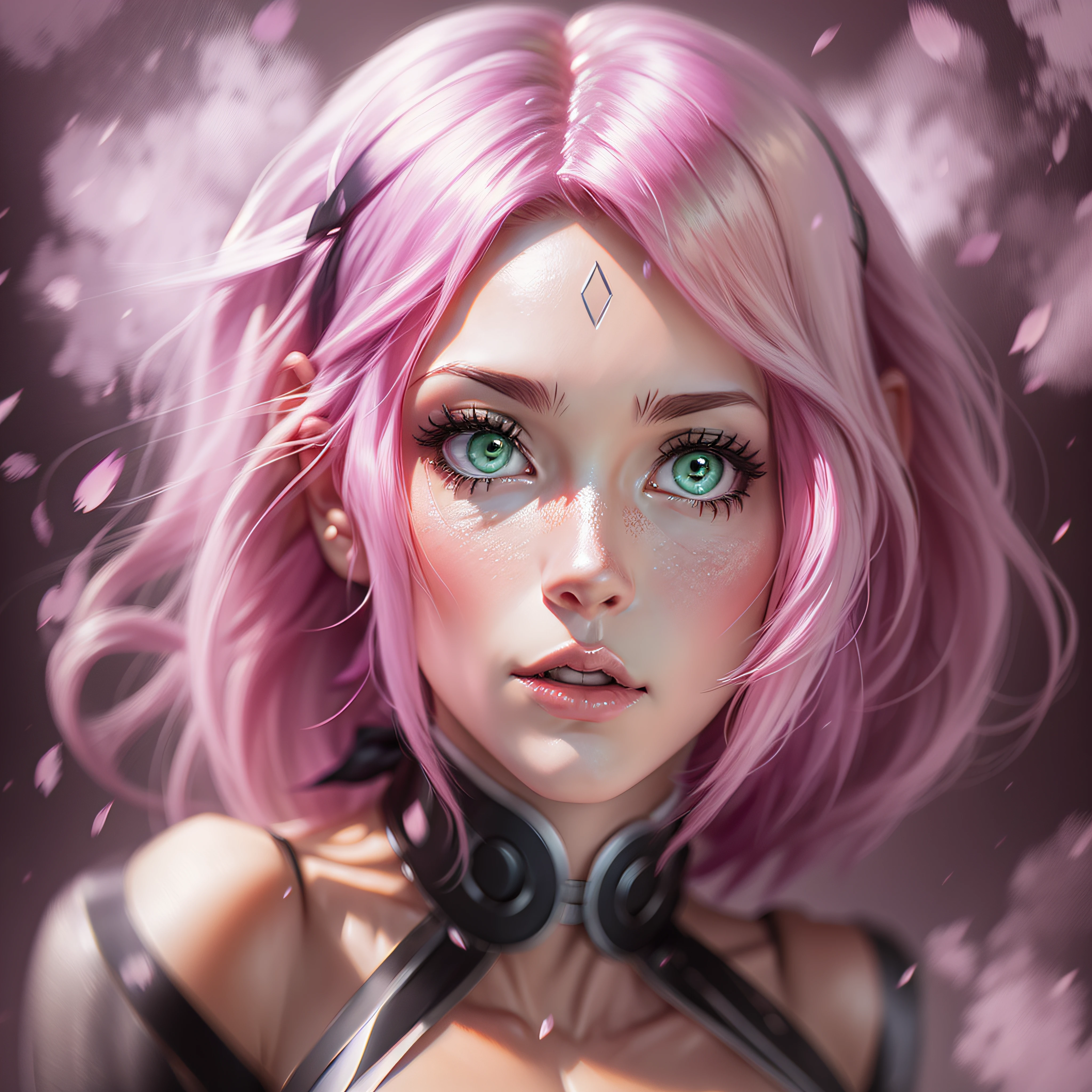 Sakura linda e alta de cabelo curto anime super realista e bem detalhado, corpo inteiro