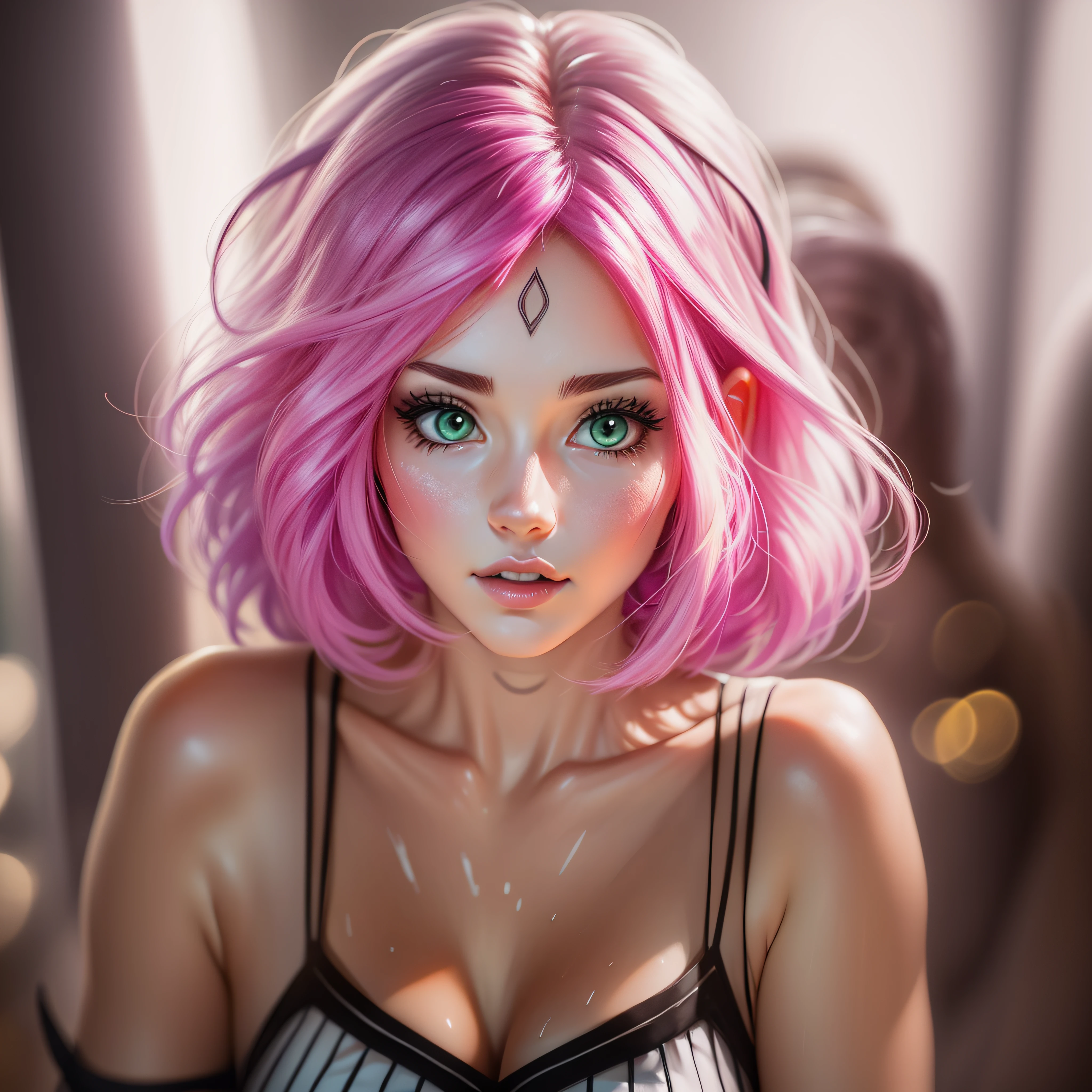 Sakura linda e alta de cabelo curto anime super realista e bem detalhado, corpo inteiro