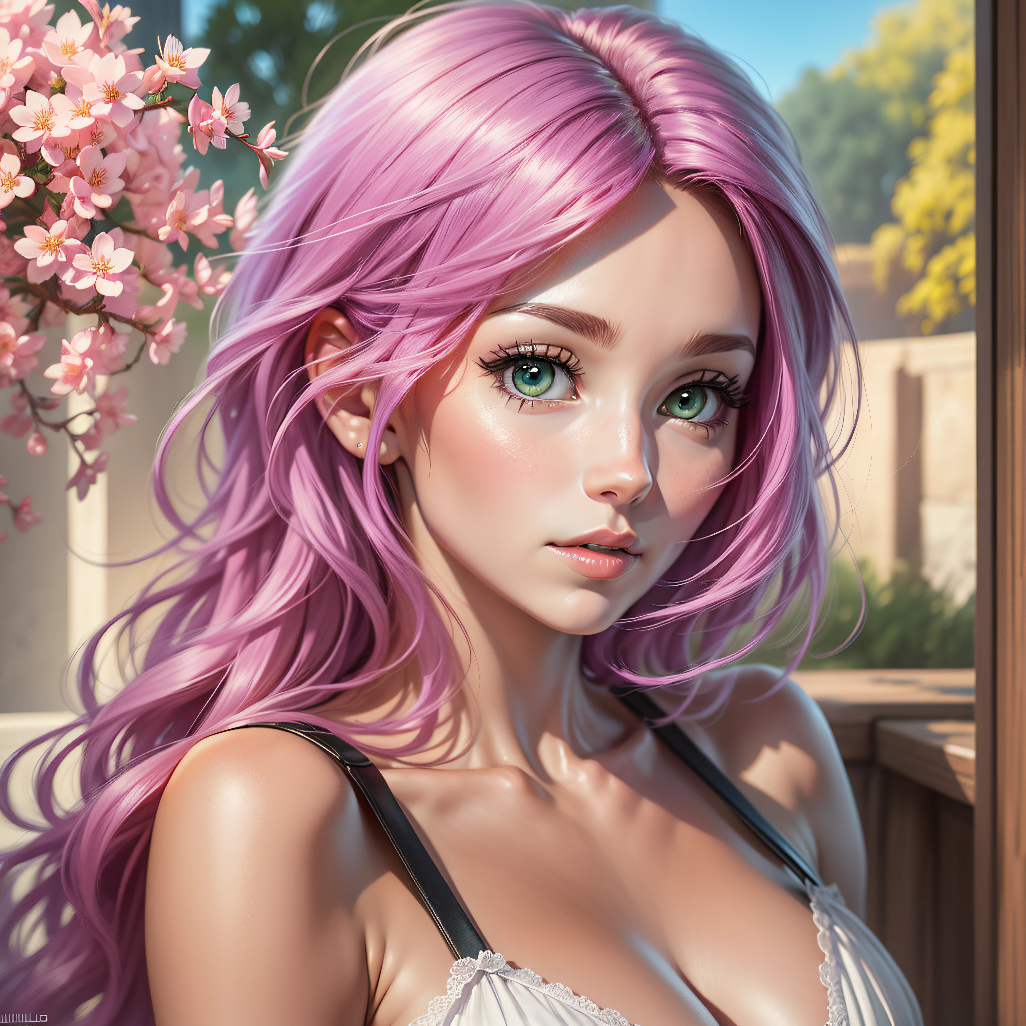 Sakura linda e alta de cabelo curto anime super realista e bem detalhado, corpo inteiro