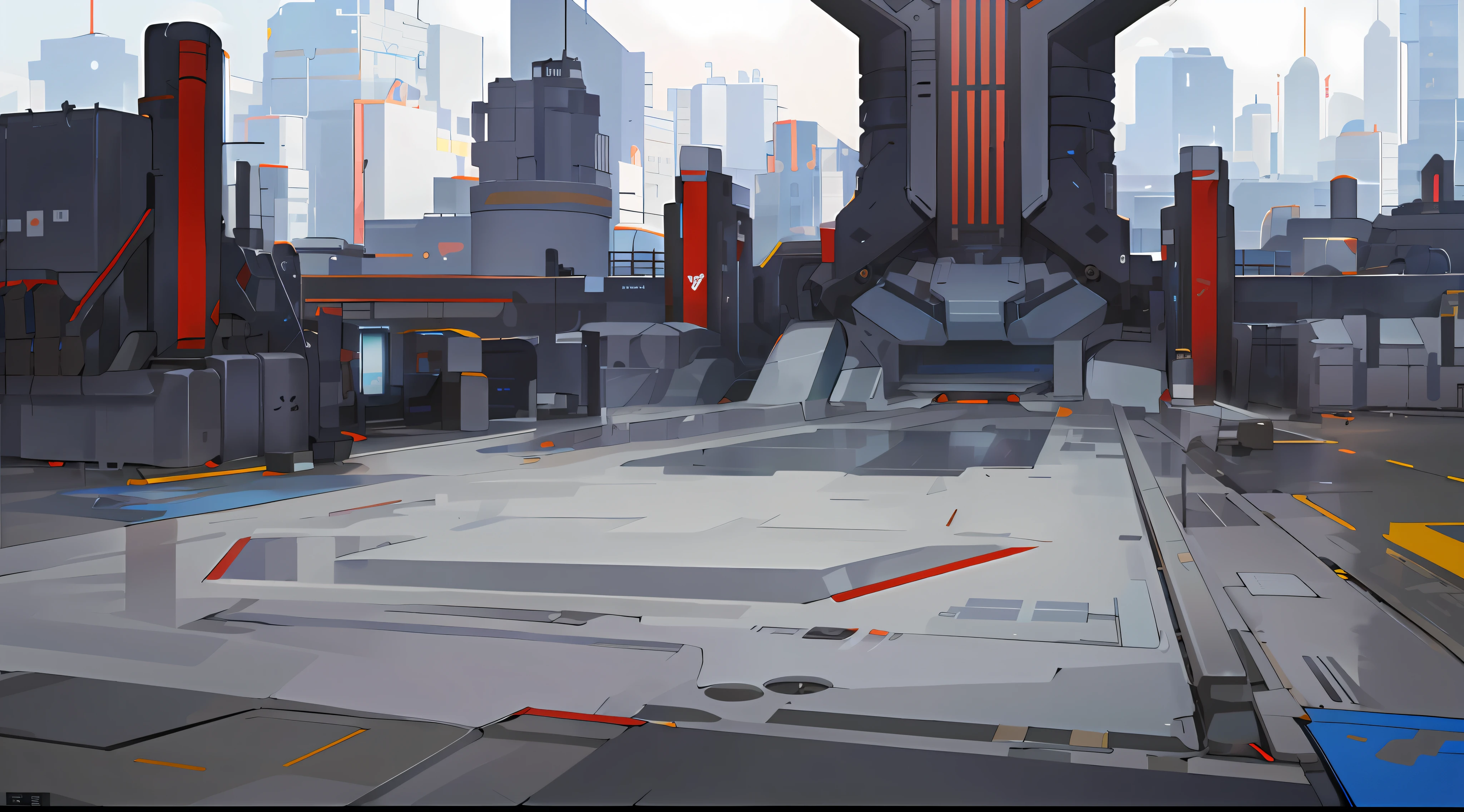 （（（8K，RAW photos，best qualtiy，tmasterpiece：1.4））），超高分辨率，ultra - detailed，illustratio，closeup cleavage，sense of science and technology，mirai、imagining、military base，overwatch style，Government style，Administration Building，Flat ground，Sunnyday，