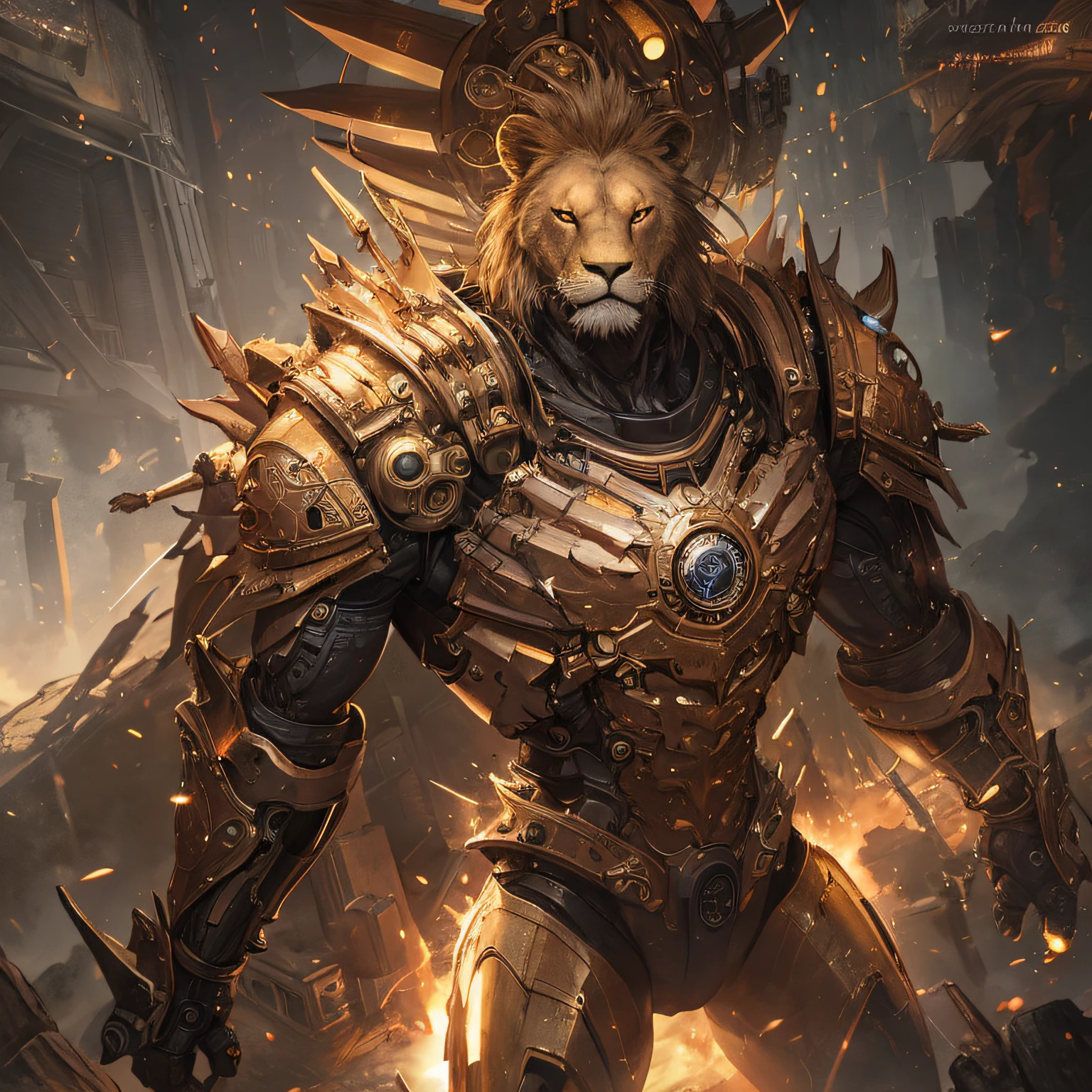 cog, meccog, a cyborg lion, epic, hdr, hyperdetailed, cinematic, --auto