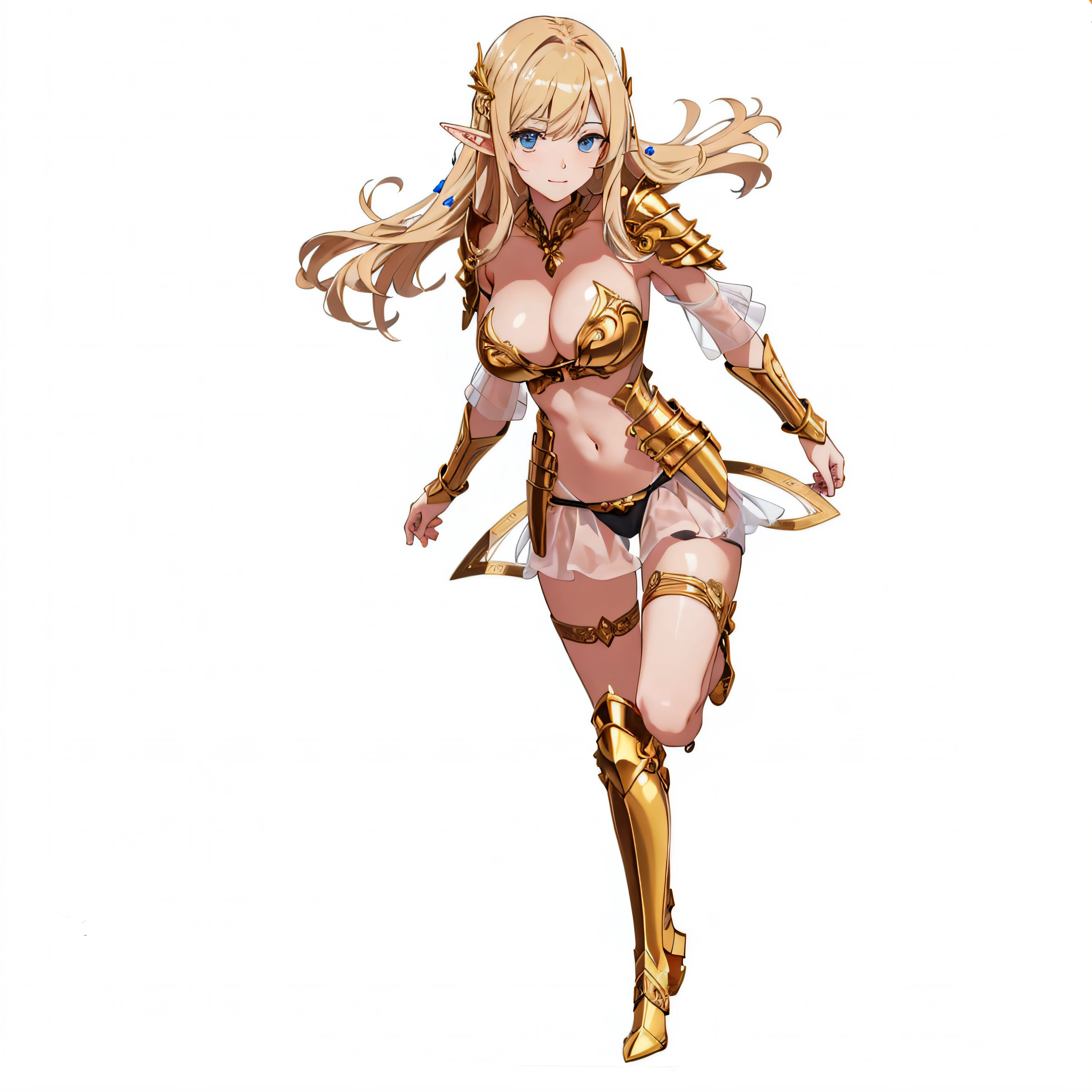 Anime girl posing with sword and armor, cushart krenz key art feminine, armor girl, alluring elf princess knight, Granblue Fantasy, bikini armor female knight, ornate bikini armor, knights of zodiac girl, Ayaka Genshin Impact, Official Character Art, portrait knights of zodiac girl, a sexy blonde warrior, anime goddess