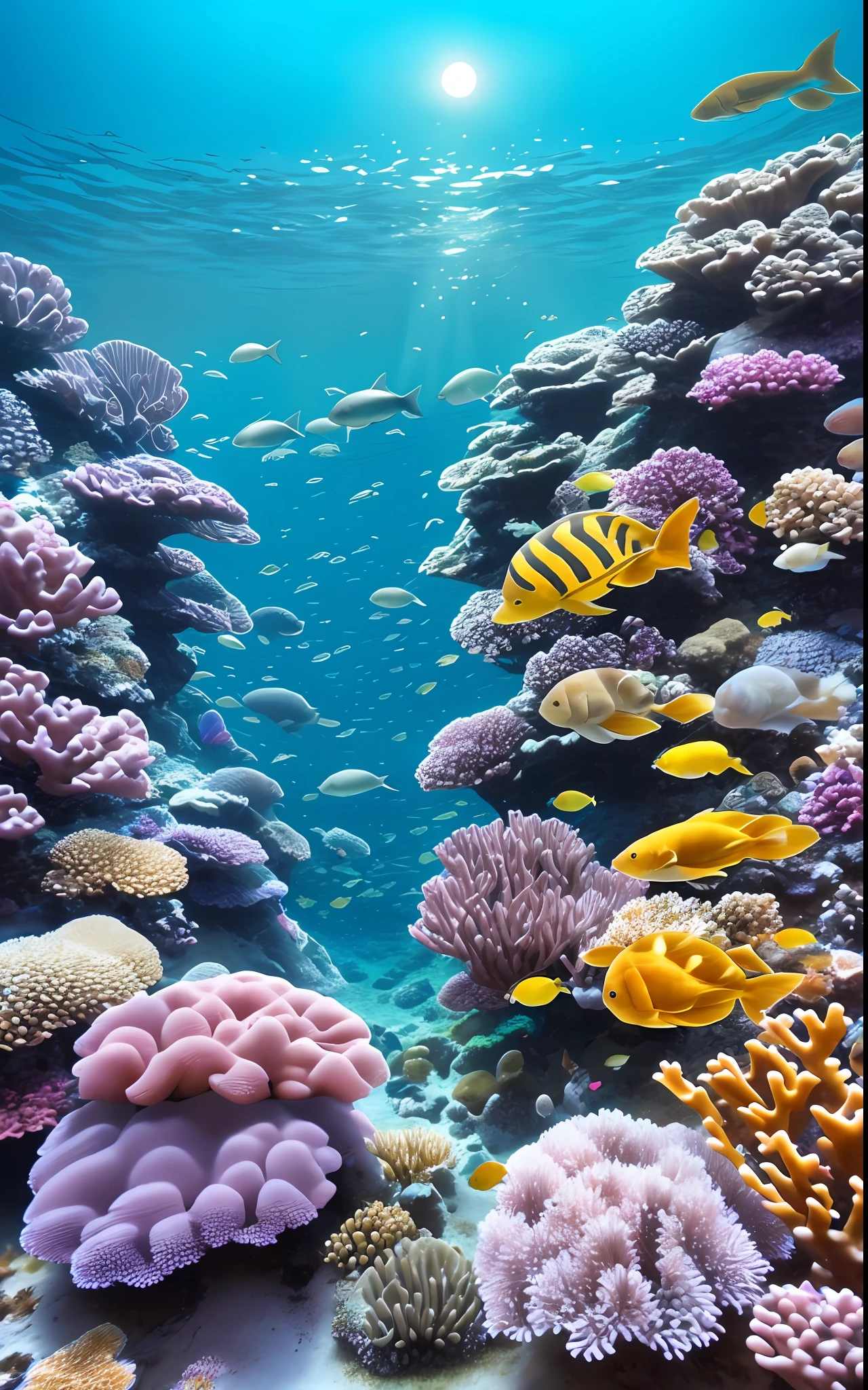 The moon as seen from the bottom of the sea, the night, Eau, nightlight, Fish shadow,ocean floor,Marine life,Beautiful coral reef,Corals of all colors and shapes,Colorful fish,fish flocks,Marine fish,the shark,Dive into the depths of the azure sea,
Explore the mysterious underwater world like a dream。
Over here,Painted Reef rises,
Splendid schools of fish dance。
The coral reef unfolds in a colorful way,
Like an incomparable palace。
Seaweed snuggles in it,
Sway gently,Like a dancer。
The treasures of the world lie quietly,
The shells shimmered with a fantastic light。
Jellyfish are like brilliant works of art,
Soft and flowing,Charming and peaceful。
Turtles move slowly in the city,
Faithfully guarding the secrets of the ocean。
Whales sing in the distance,
The tune echoes,Gentle and majestic。
The ocean universe is boundless,
Even in the depths of darkness。
But under the starlight casting,
Everything is clearly visible,Authentic and pure。
Let's dive into the embrace of the ocean,
Immerse yourself in a magical underwater world。
Feel the endless tranquility,
Be with nature,Thoughts fly。