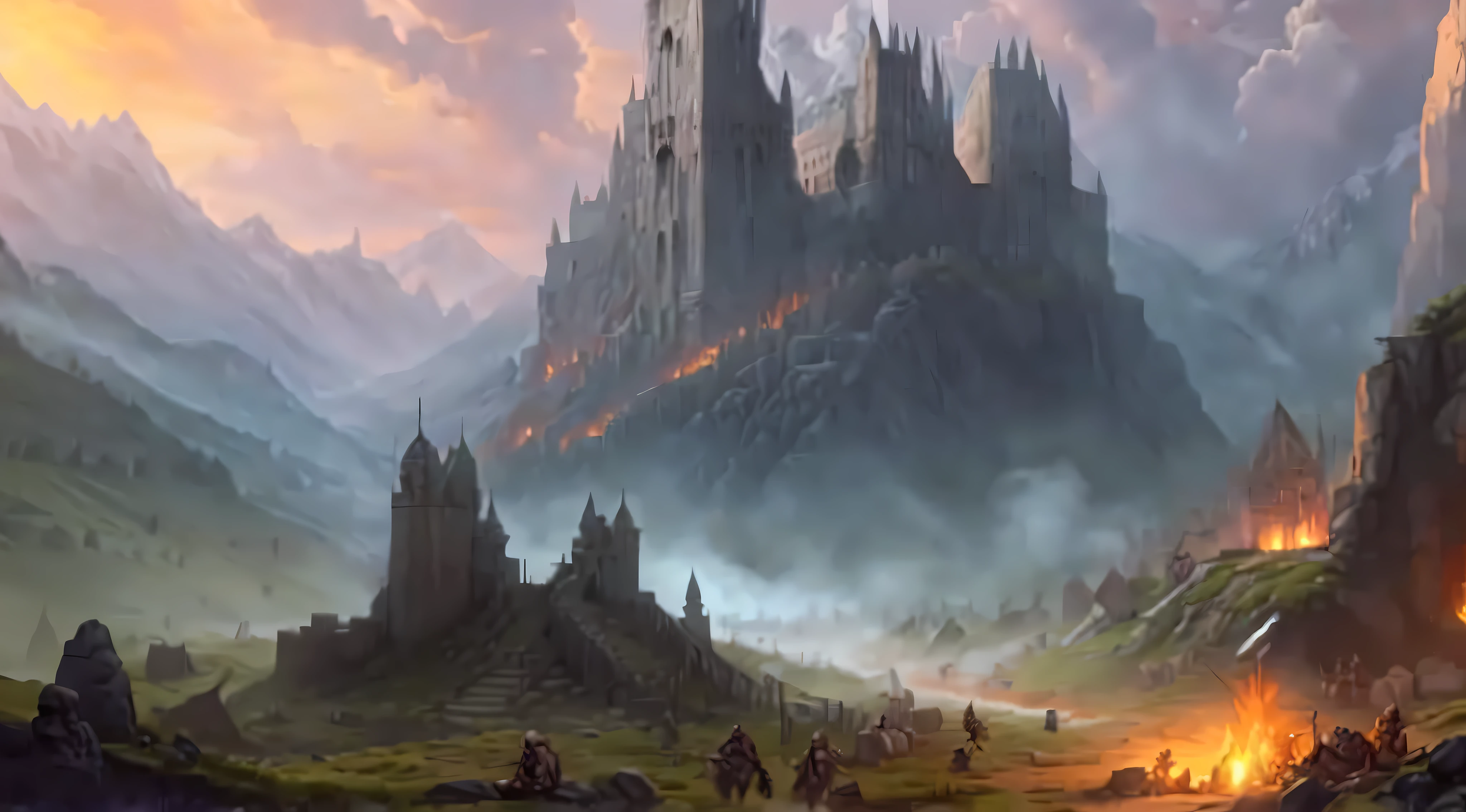 The fortress is made of rough stone,It is covered with spikes, Surrounded by tents and bonfires, Burly orcs and trolls gather to feast and fight. Keywords: powerful, Savage, Fierce, initial, Dusk.
(Award-Awarded) (Masterpiece:1.5)(Best quality) (Detailed) (8K) (hdr) (the wallpaper) (Dramatic lighting) (Sharp focus)(Paint style 4:0.7) (Protogemb2:0.8)