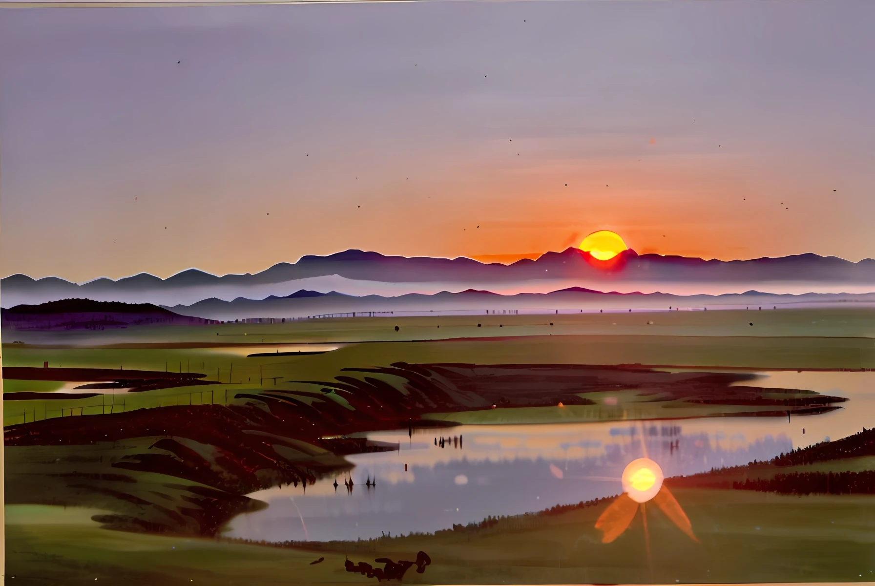 The rising sun rises in the east