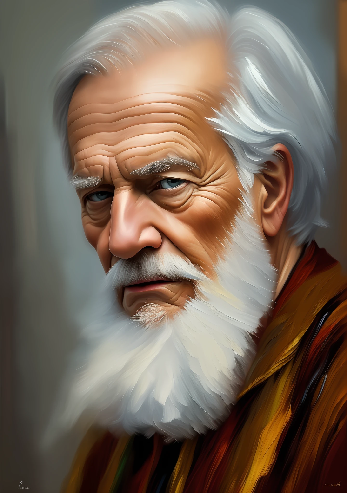 epic realistic, high-quality artwork of a oldman, oil painting, (rough brush strokes:1.4)