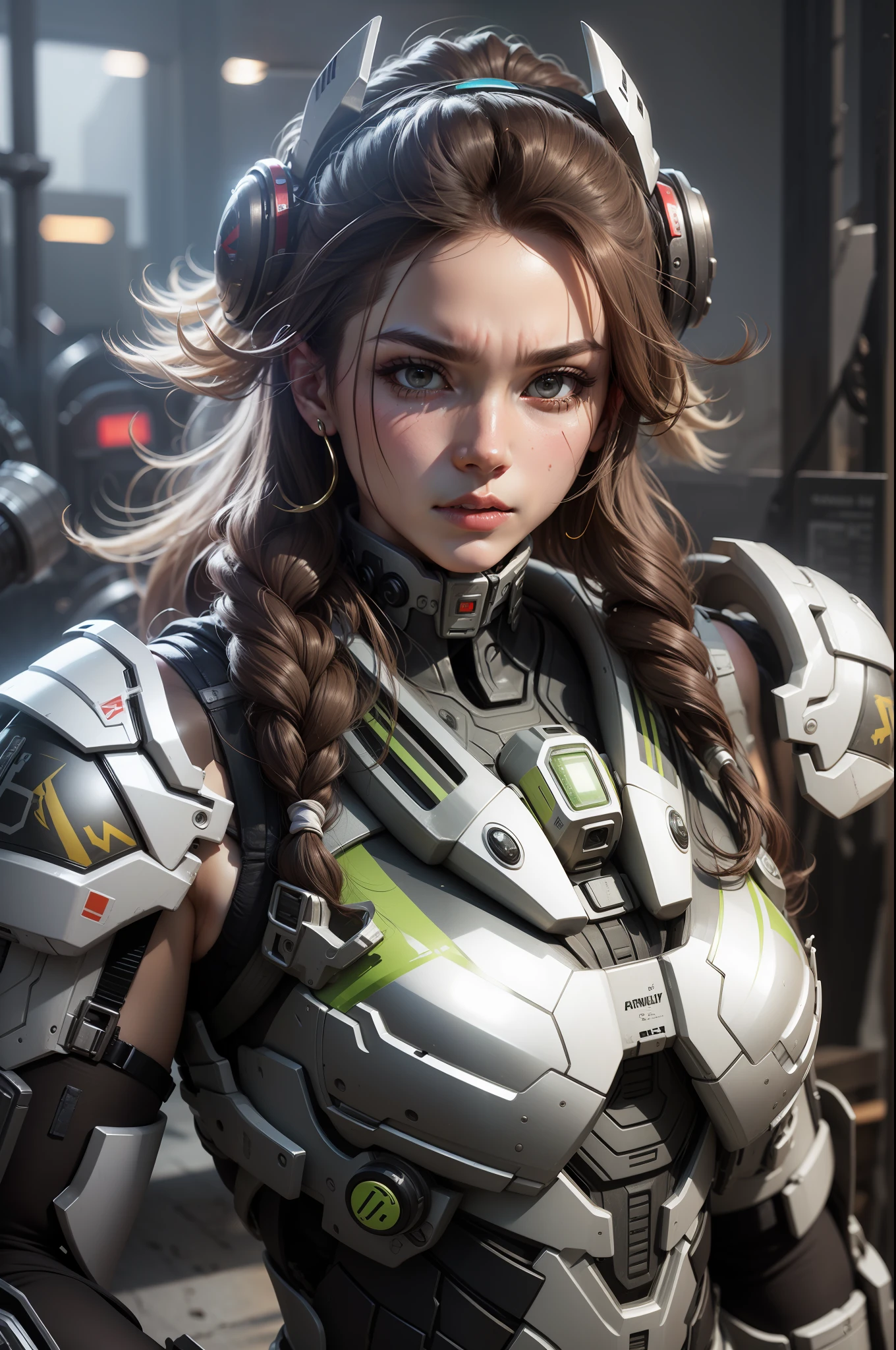 Make the body suits damaged, heavy damaged, dirty face, very detailed