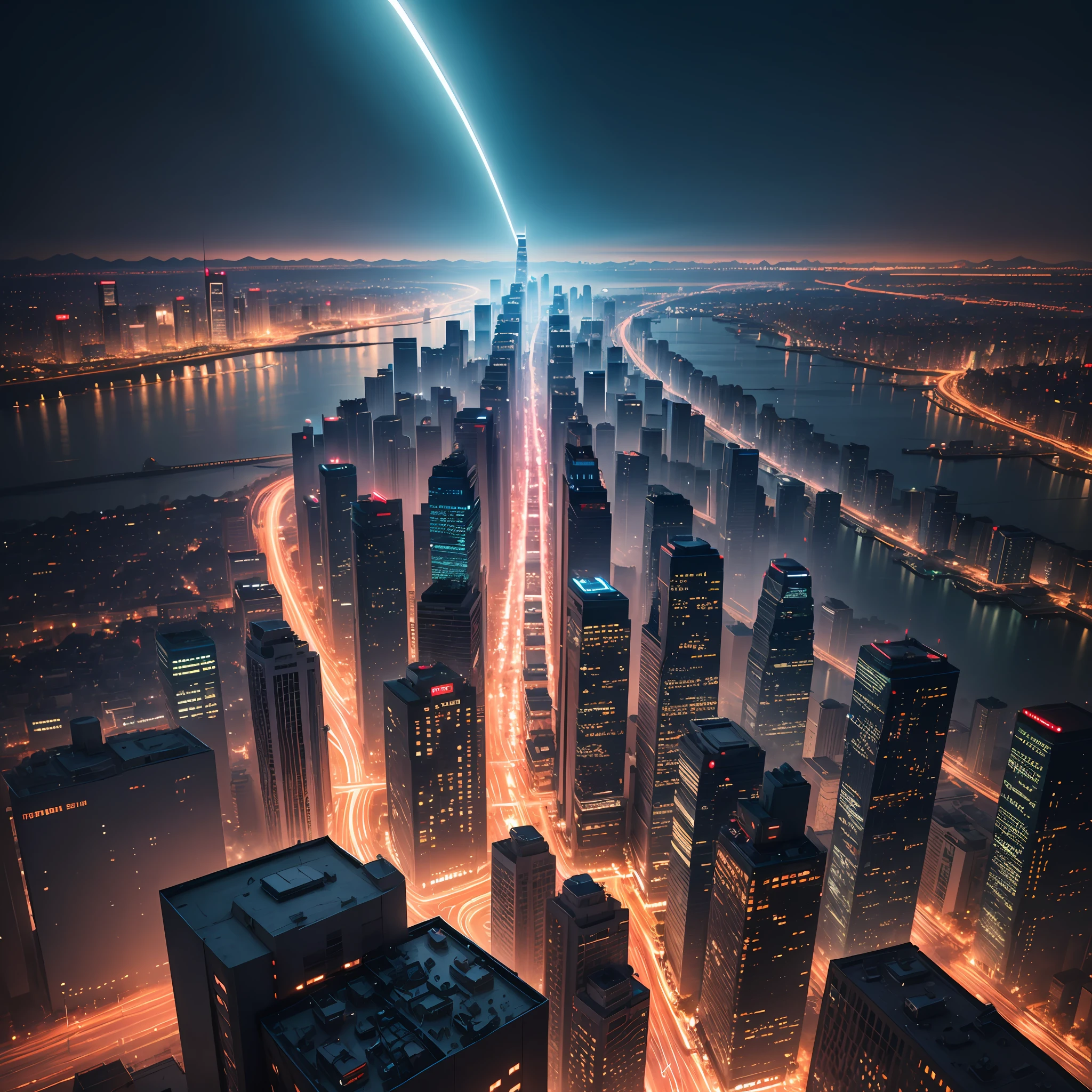 The best picture quality,Best quality at best,The best lighting effects,city night scene,Future Style,Beijing at night in 2050 --auto